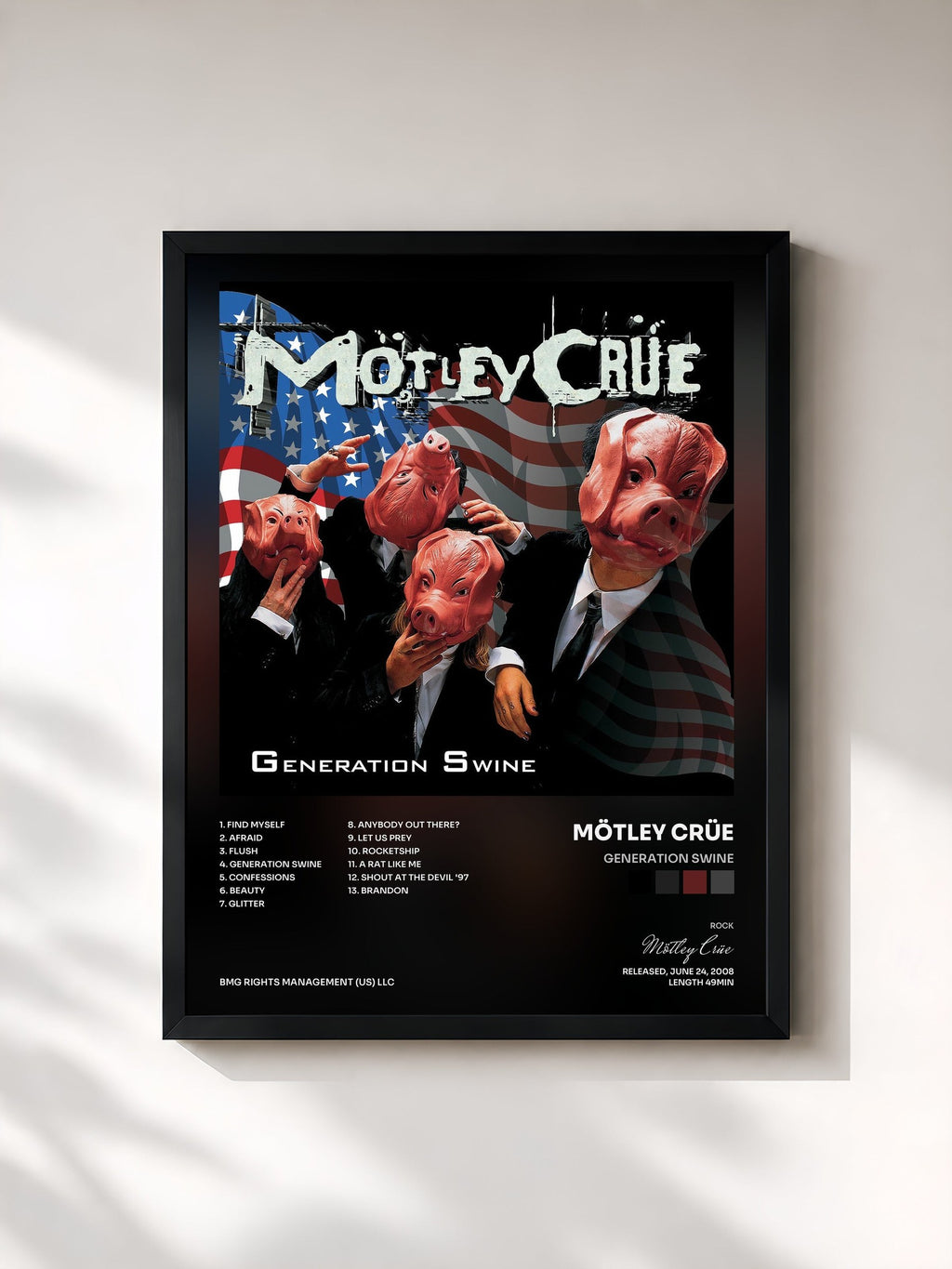 #noir Generation Swine de Mötley Crüe en lámina enmarcada, marco negro, impresa y enmarcada en Francia