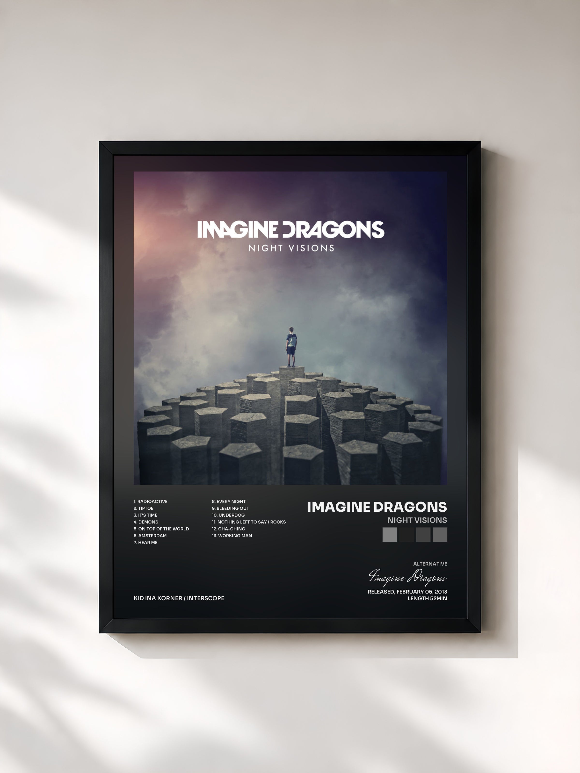 #noir Night Visions di Imagine Dragons in stampa incorniciata, cornice nera, stampata e incorniciata in Francia