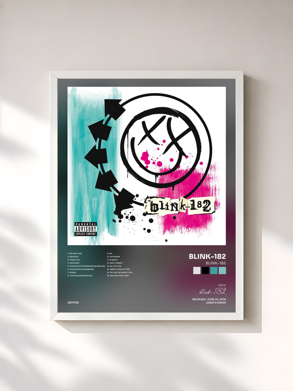 #blanc blink-182 di blink-182 in stampa incorniciata, cornice bianca, stampata e incorniciata in Francia