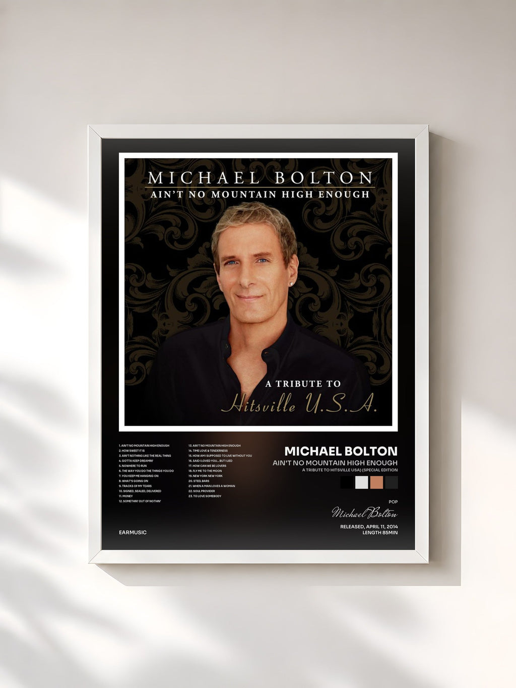 #blanc Ain't No Mountain High Enough (A Tribute to Hitsville USA) (Special Edition) by Michael Bolton as a framed art print, white frame, printed and framed in France