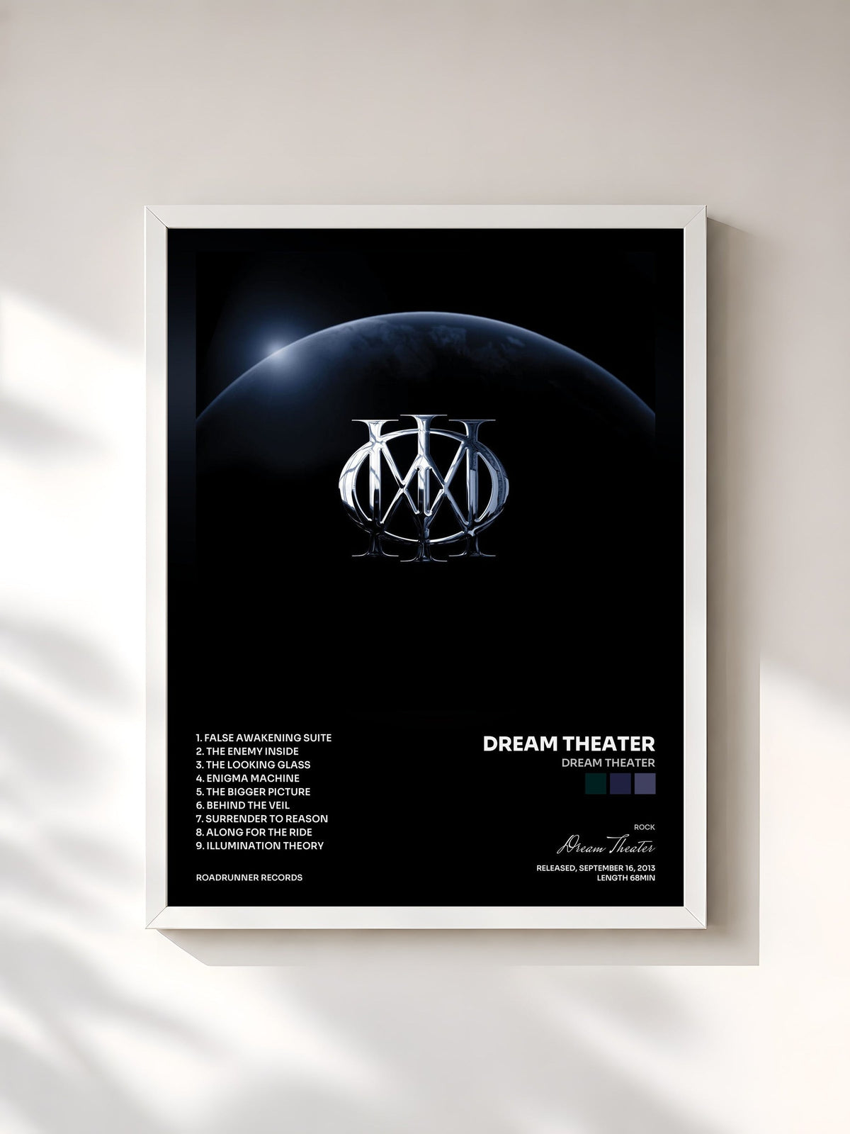 #blanc Tableau de l'album Dream Theater de Dream Theater, cadre blanc, imprimé et encadré en France
