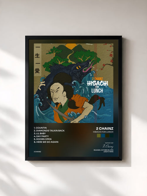 #noir Hibachi for Lunch by 2 Chainz as a framed art print, black frame, printed and framed in France