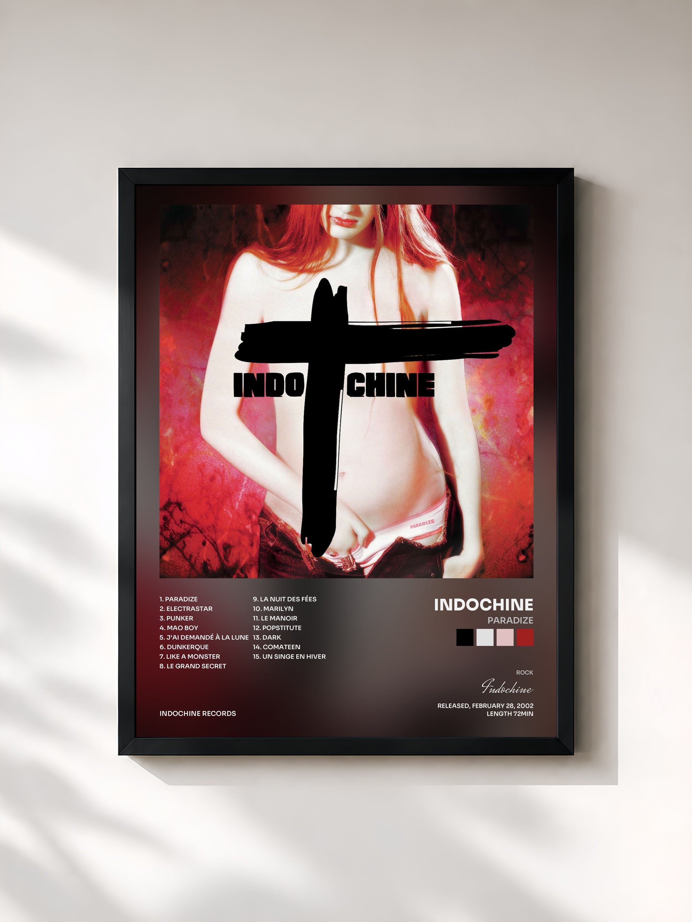 #noir Paradize by Indochine as a framed art print, black frame, printed and framed in France