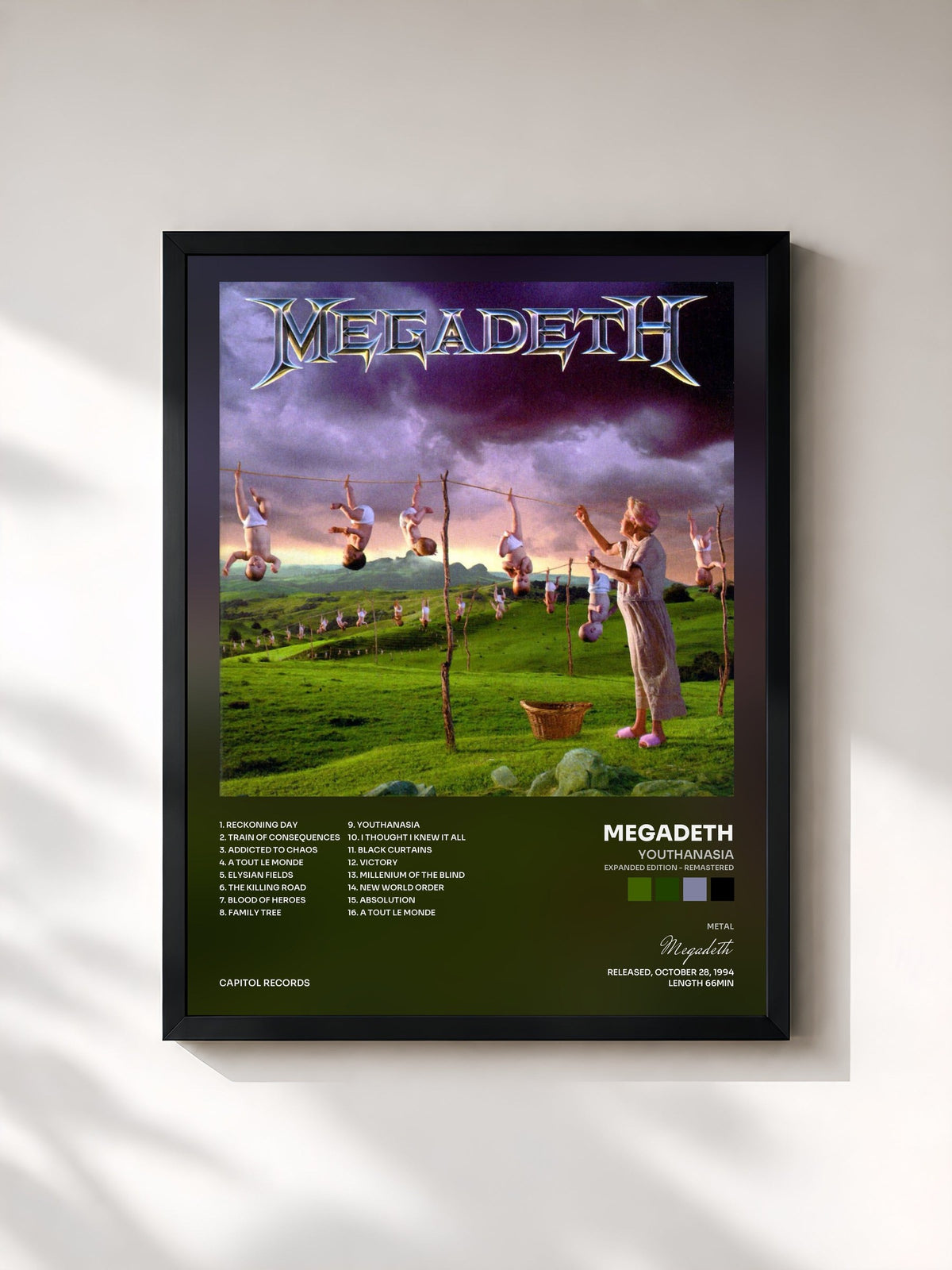 #noir Tableau de l'album Youthanasia (Expanded Edition - Remastered) de Megadeth, cadre noir, imprimé et encadré en France