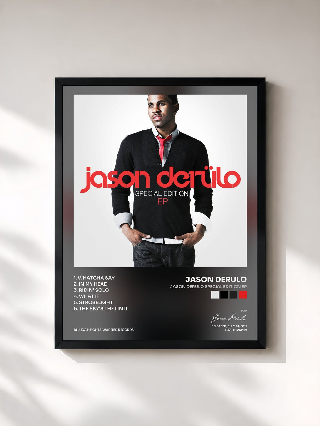 #noir Jason Derulo Special Edition EP by Jason Derulo as a framed art print, black frame, printed and framed in France