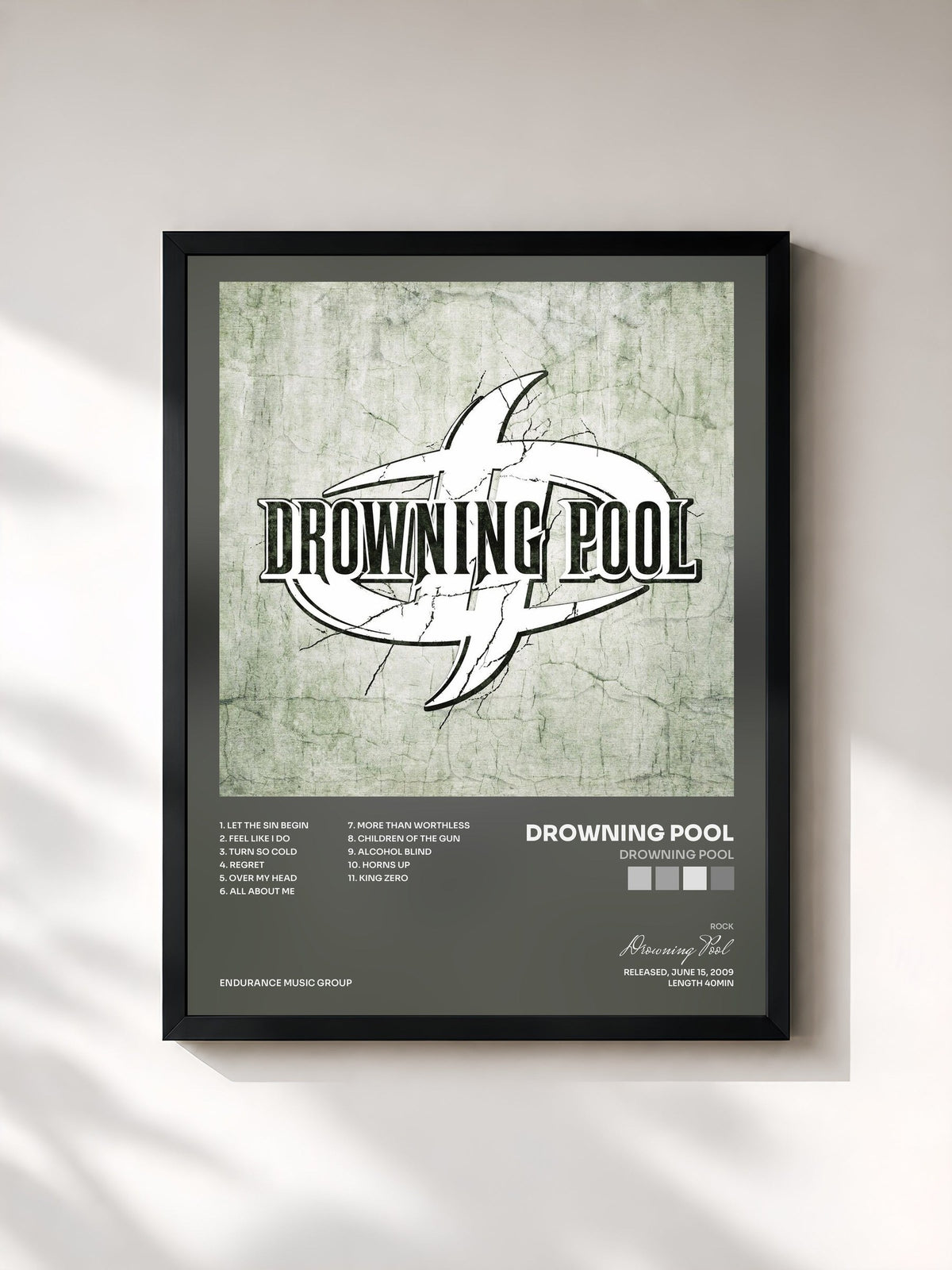 #noir Tableau de l'album Drowning Pool de Drowning Pool, cadre noir, imprimé et encadré en France