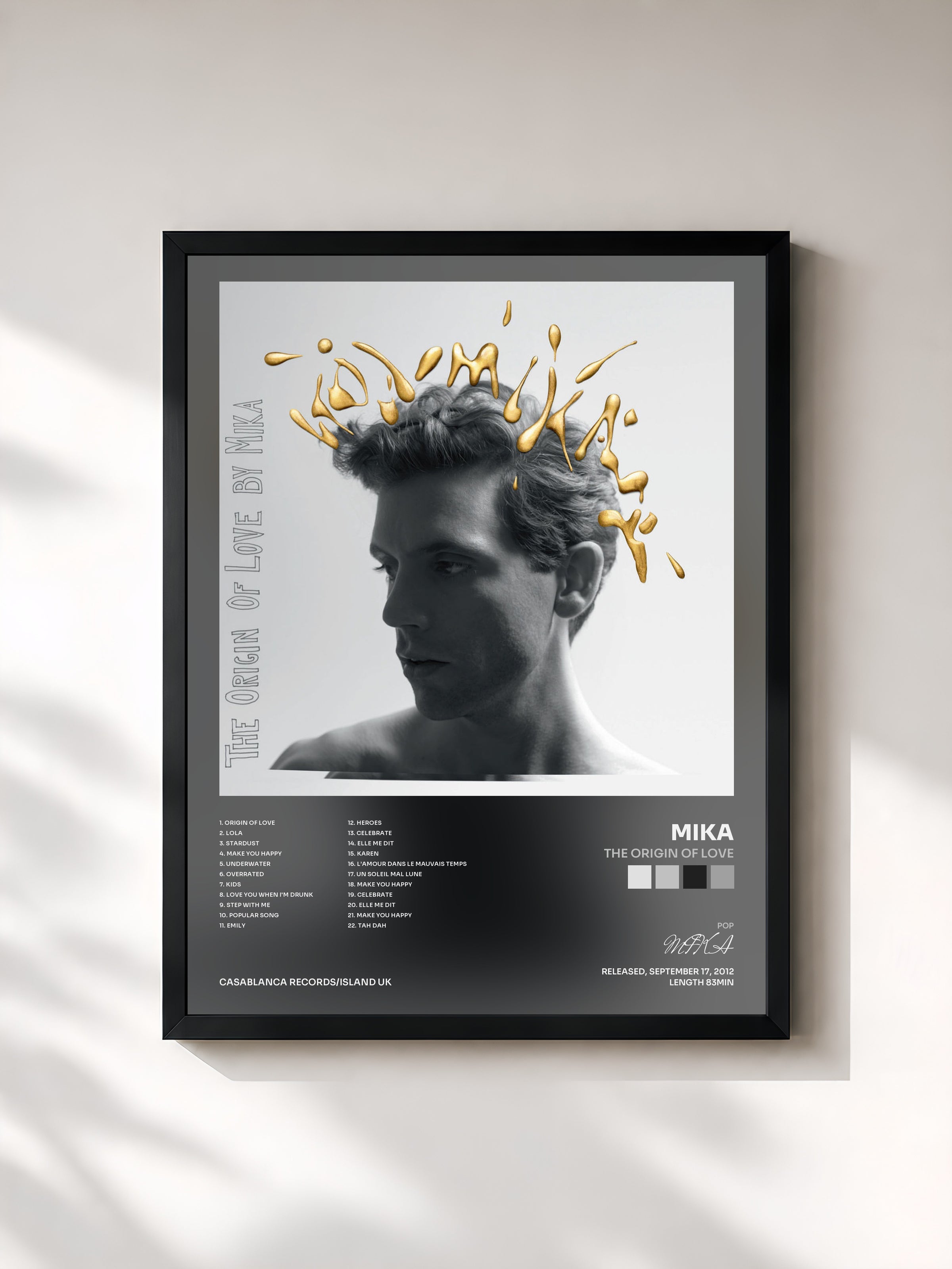 #noir The Origin Of Love by MIKA as a framed art print, black frame, printed and framed in France