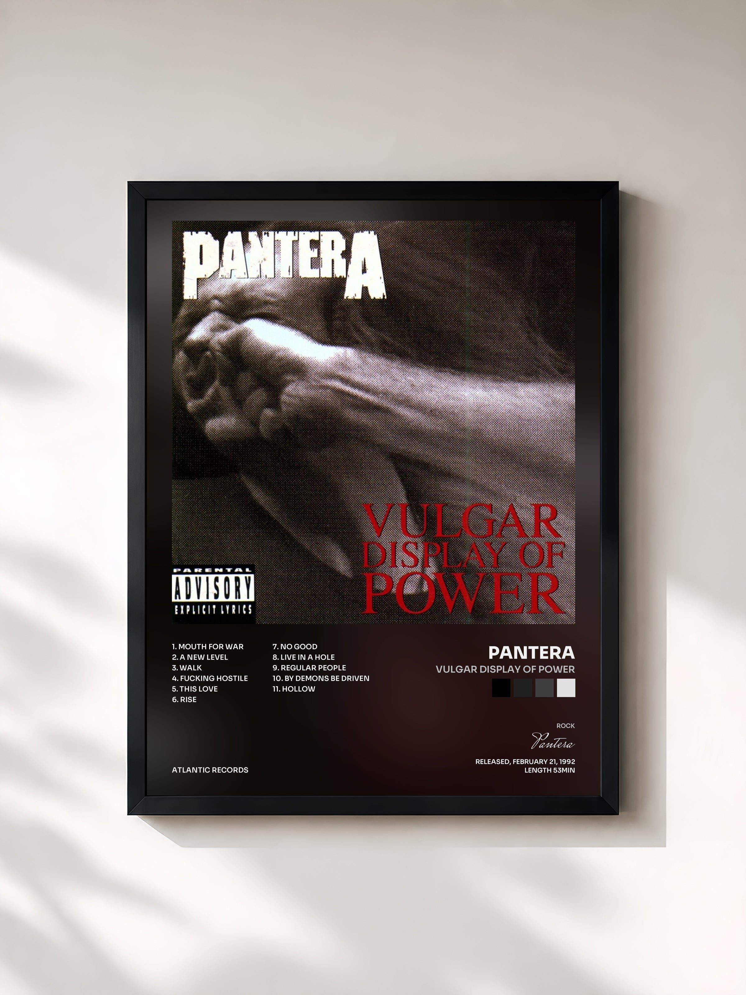 #noir Vulgar Display of Power by Pantera as a framed art print, black frame, printed and framed in France
