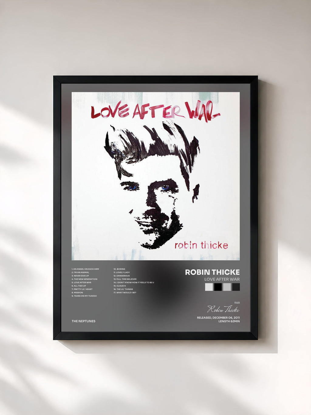 #noir Love After War von Robin Thicke als gerahmter Kunstdruck, schwarzer Rahmen, gedruckt und gerahmt in Frankreich