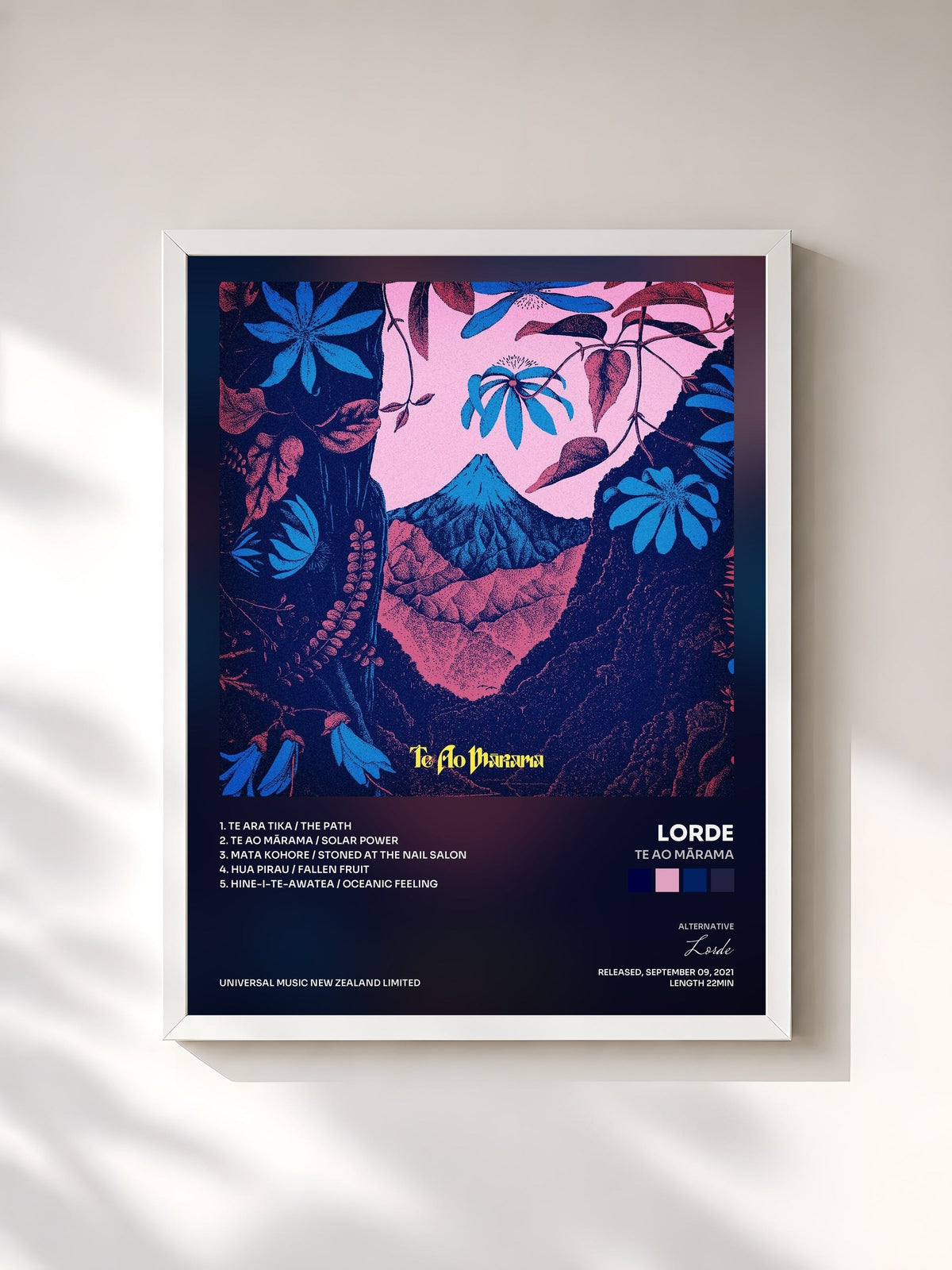 #blanc Te Ao Mārama by Lorde as a framed art print, white frame, printed and framed in France