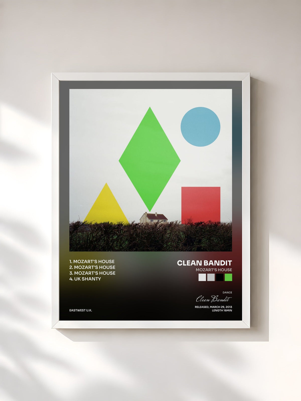 #blanc Tableau de l'album Mozart's House de Clean Bandit, cadre blanc, imprimé et encadré en France