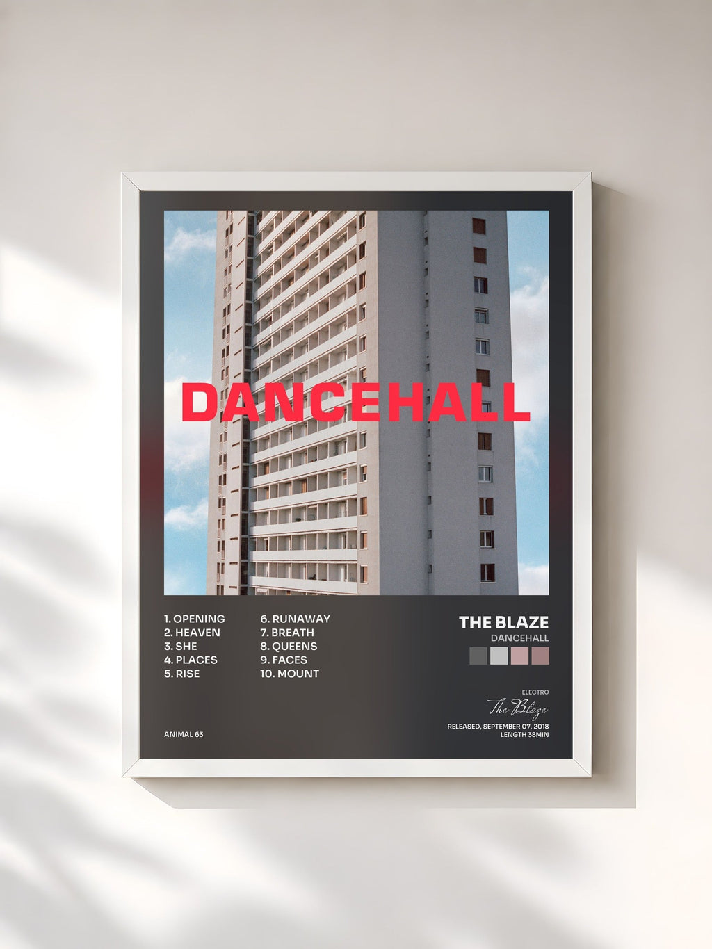 #blanc DANCEHALL by The Blaze as a framed art print, white frame, printed and framed in France