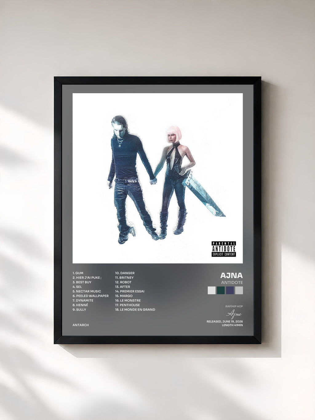 #noir Antidote by Ajna as a framed art print, black frame, printed and framed in France