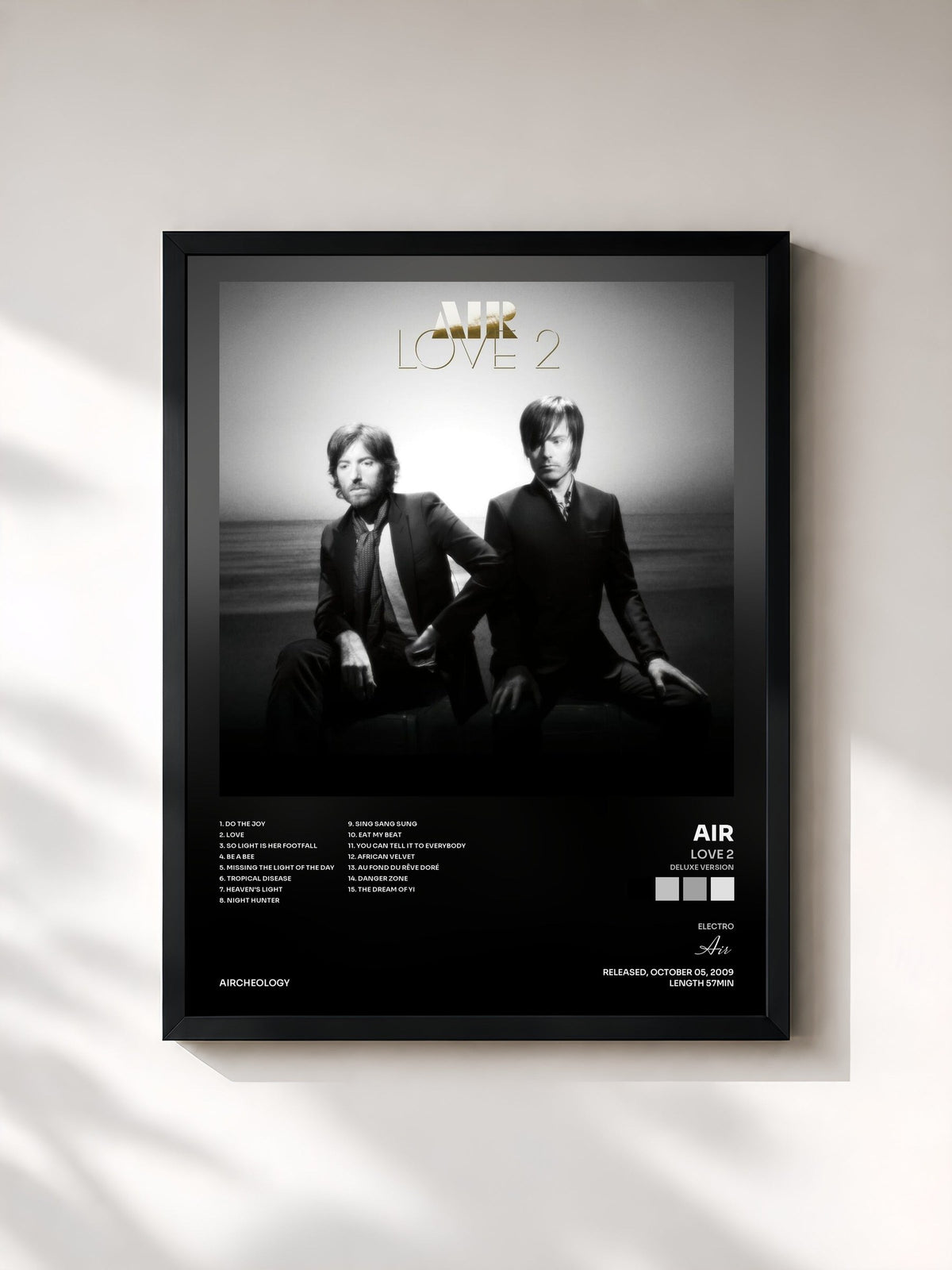 #noir Tableau de l'album Love 2 (Deluxe Version) de Air, cadre noir, imprimé et encadré en France