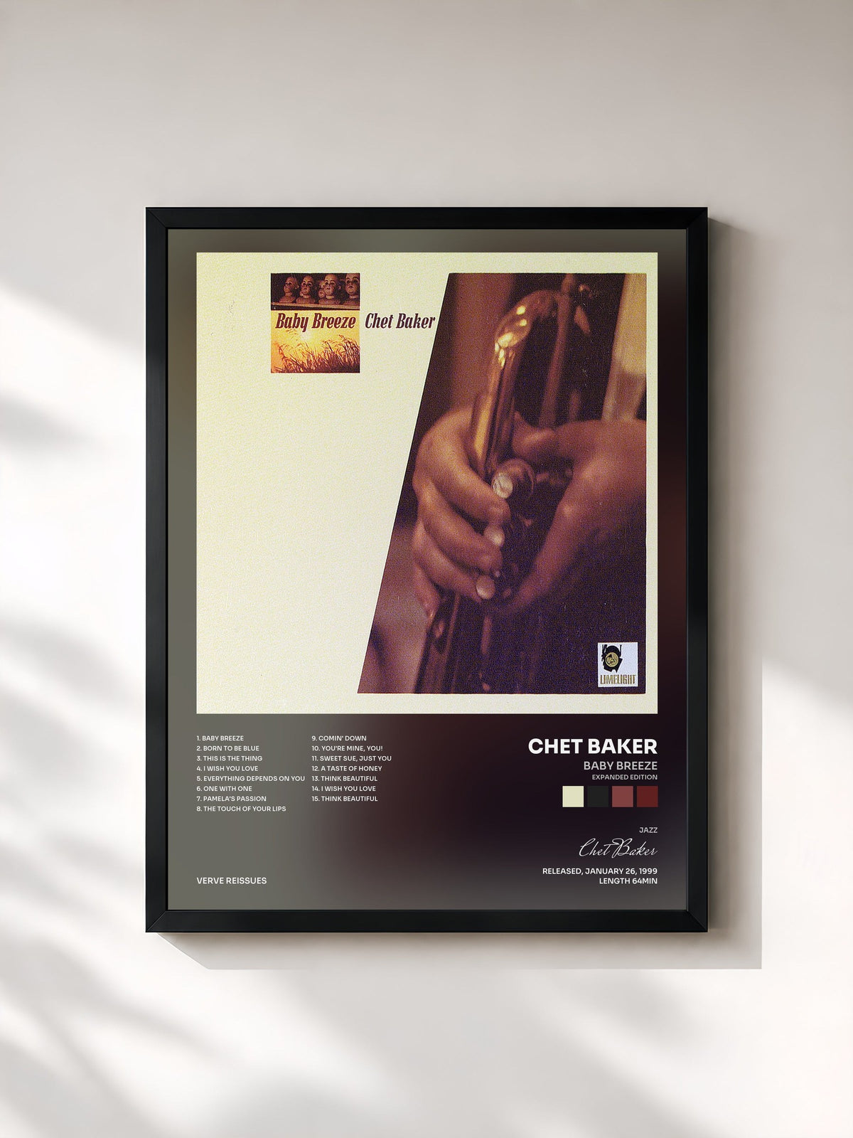 #noir Tableau de l'album Baby Breeze (Expanded Edition) de Chet Baker, cadre noir, imprimé et encadré en France