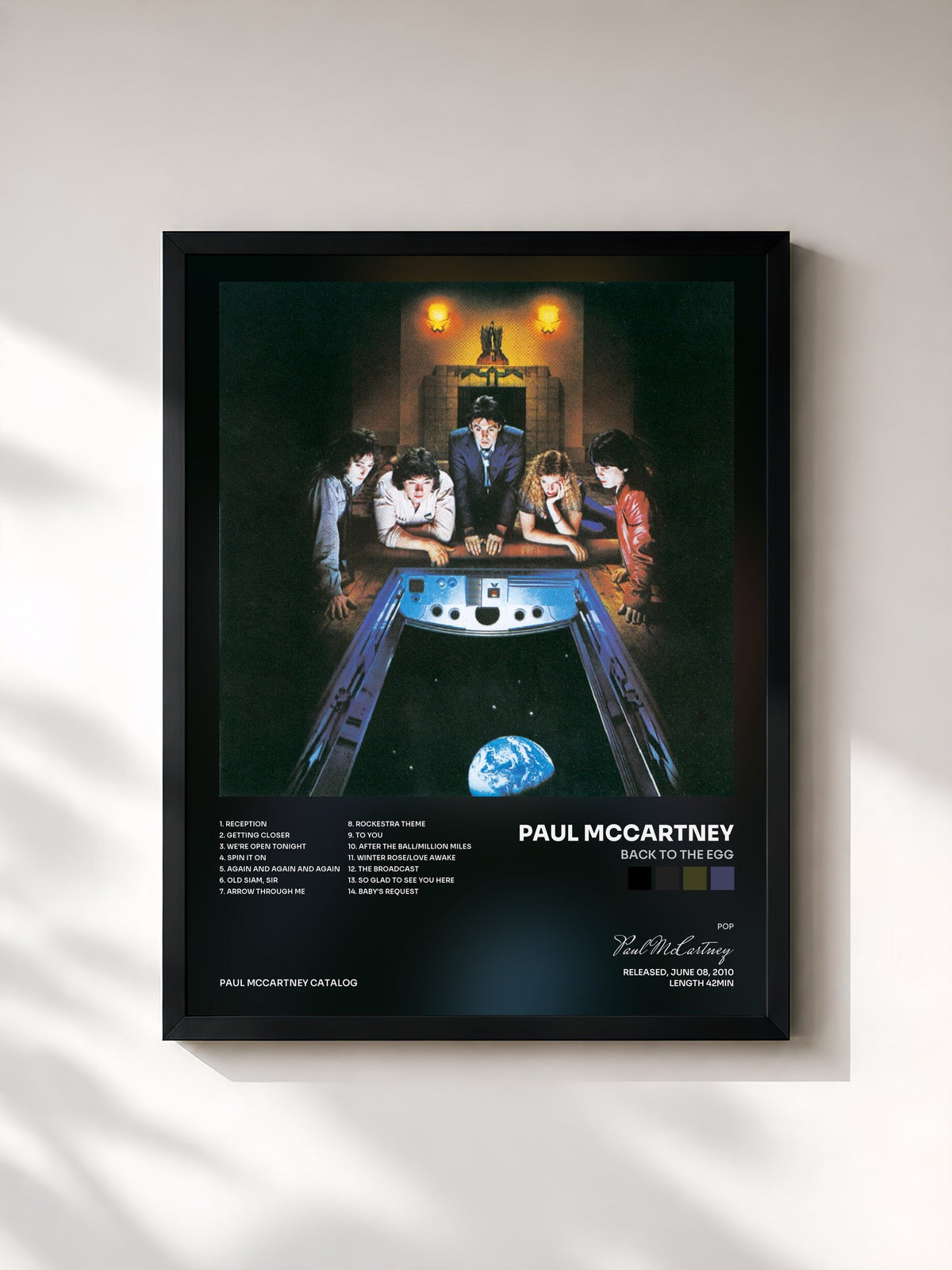 #noir Tableau de l'album Back To The Egg de Paul McCartney, cadre noir, imprimé et encadré en France