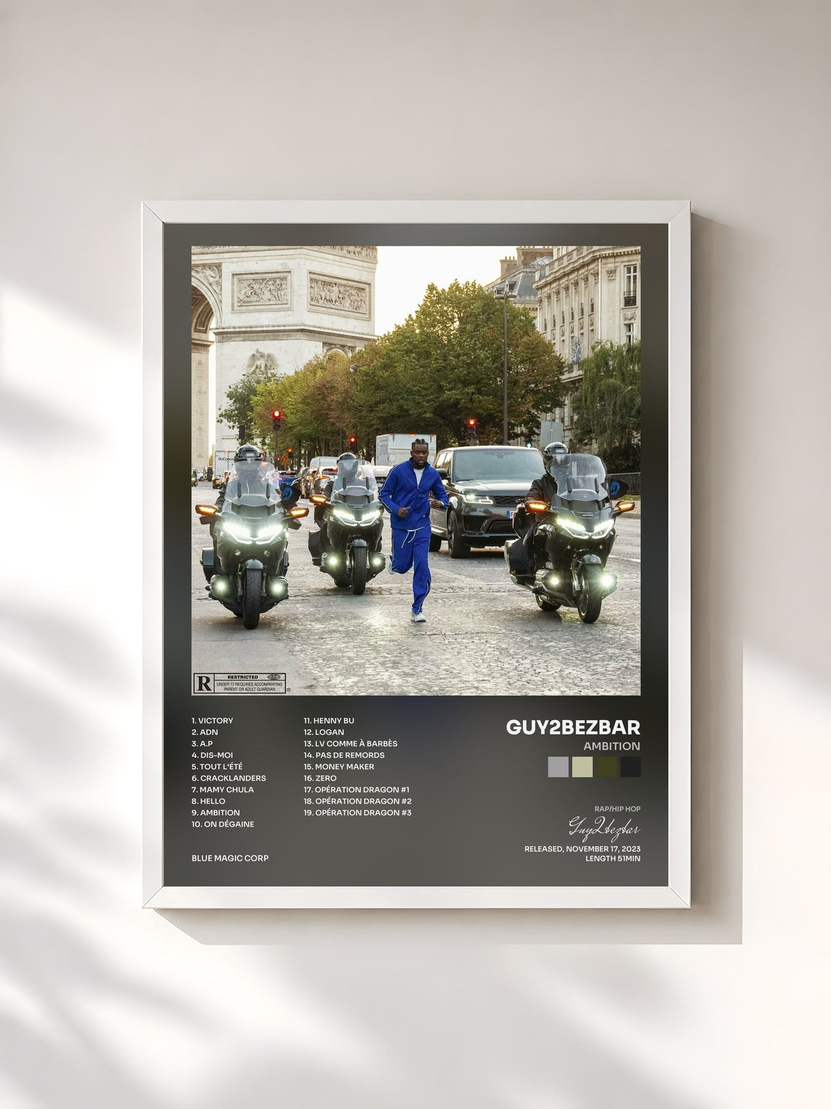 #blanc Tableau de l'album AMBITION de Guy2bezbar, cadre blanc, imprimé et encadré en France