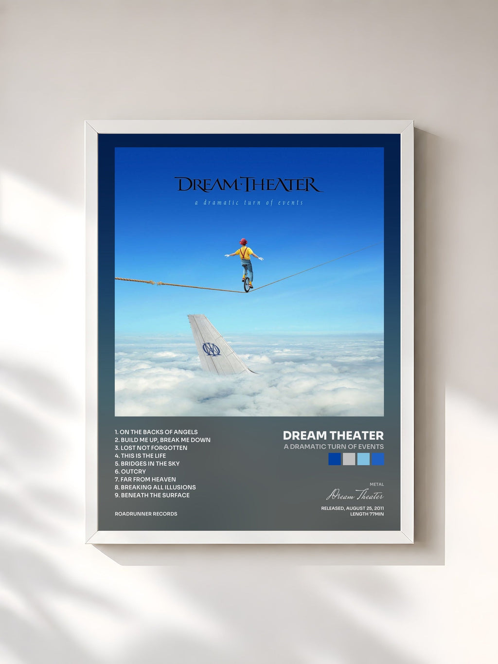 #blanc A Dramatic Turn of Events de Dream Theater en lámina enmarcada, marco blanco, impresa y enmarcada en Francia