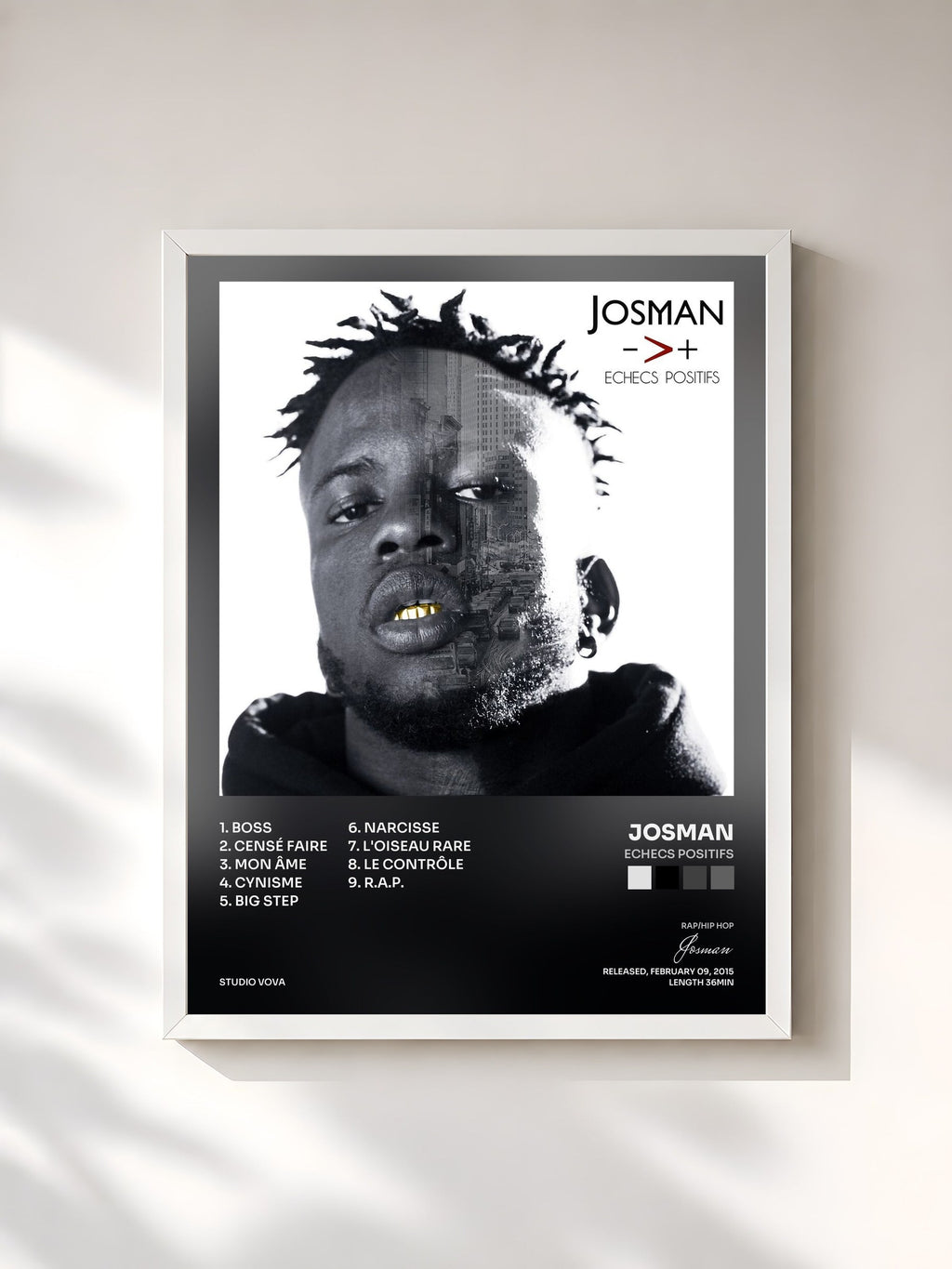 #blanc Tableau de l'album Echecs positifs de Josman, cadre blanc, imprimé et encadré en France