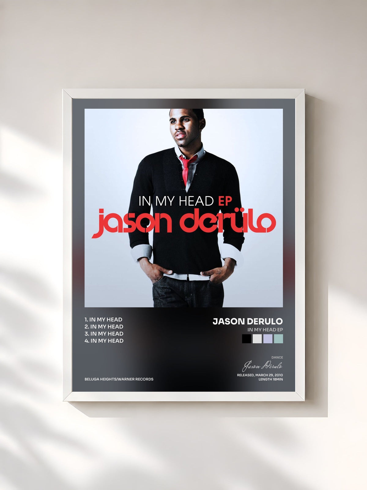 #blanc In My Head EP de Jason Derulo en lámina enmarcada, marco blanco, impresa y enmarcada en Francia