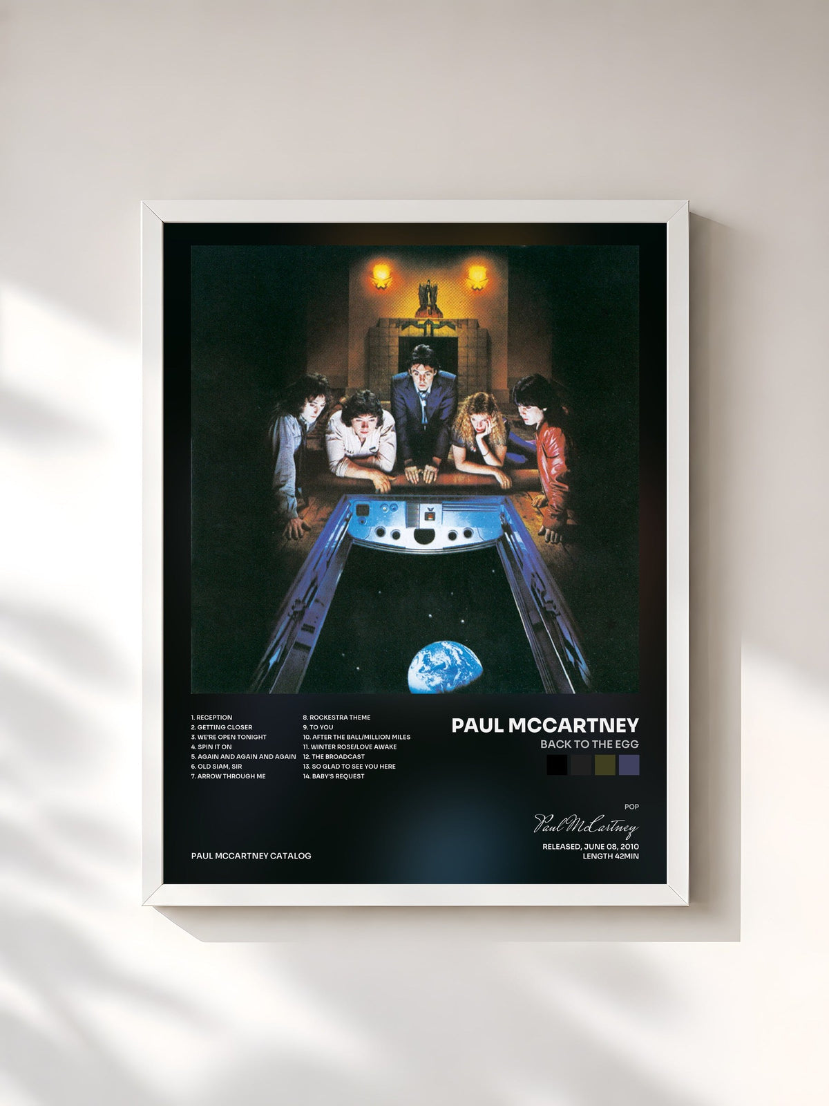 #blanc Tableau de l'album Back To The Egg de Paul McCartney, cadre blanc, imprimé et encadré en France