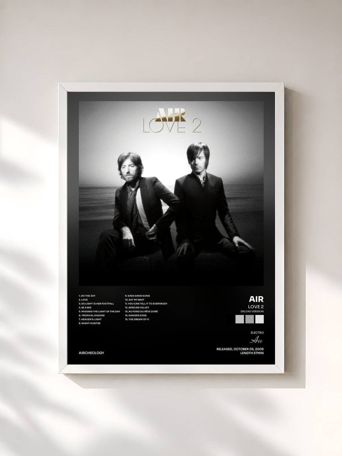 #blanc Tableau de l'album Love 2 (Deluxe Version) de Air, cadre blanc, imprimé et encadré en France