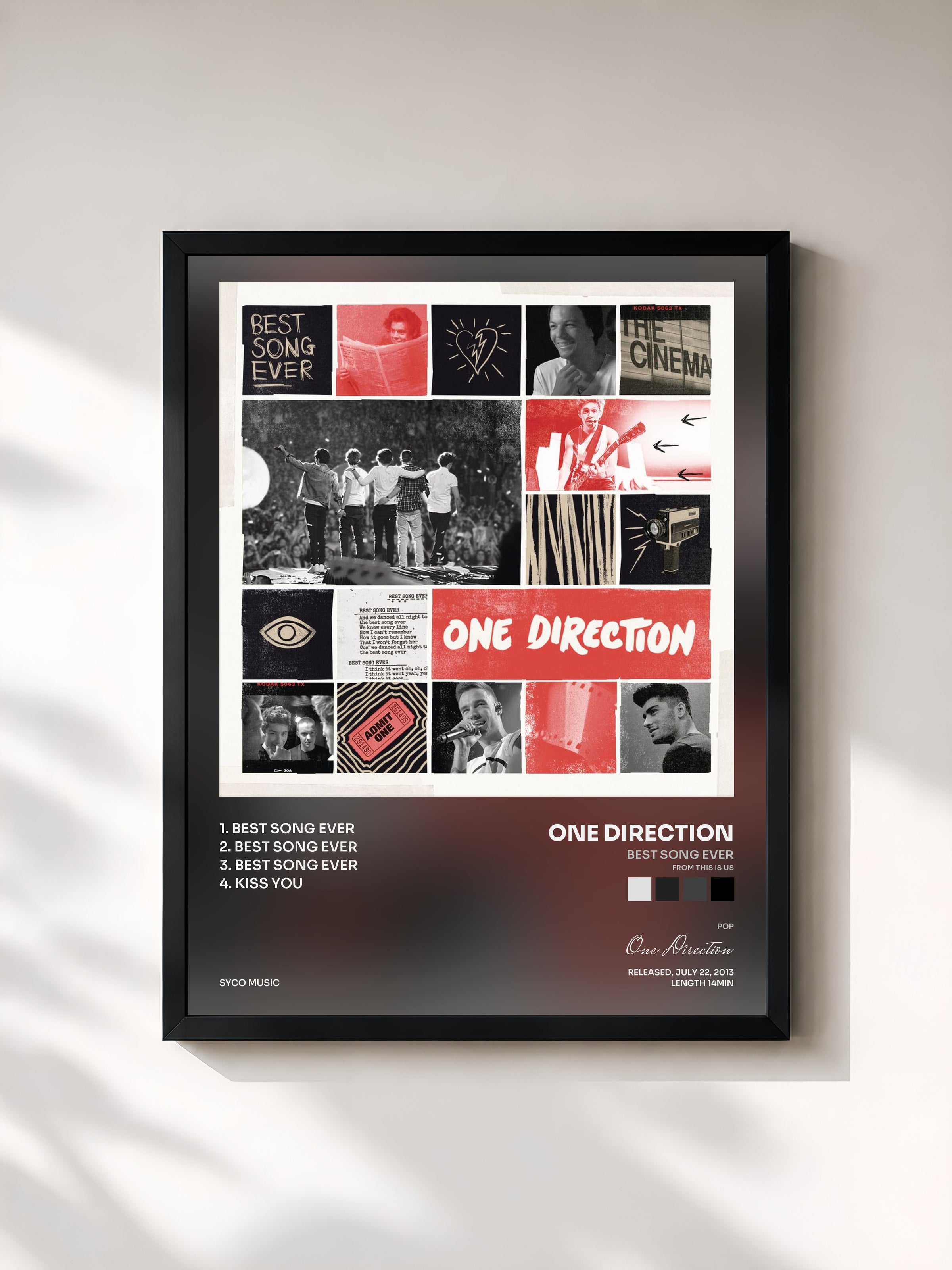 #noir Tableau de l'album Best Song Ever (From THIS IS US) de One Direction, cadre noir, imprimé et encadré en France