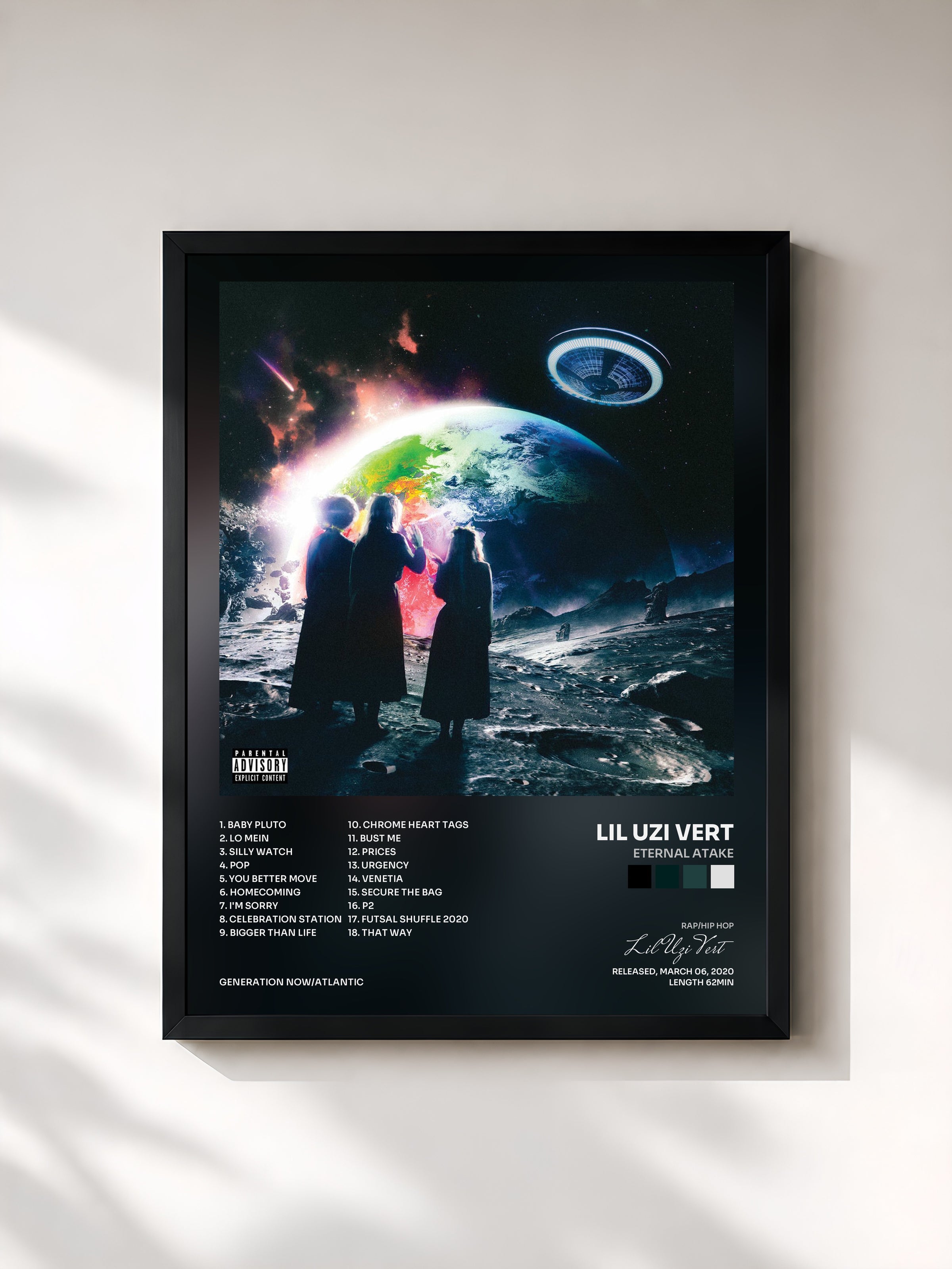 #noir Tableau de l'album Eternal Atake de Lil Uzi Vert, cadre noir, imprimé et encadré en France
