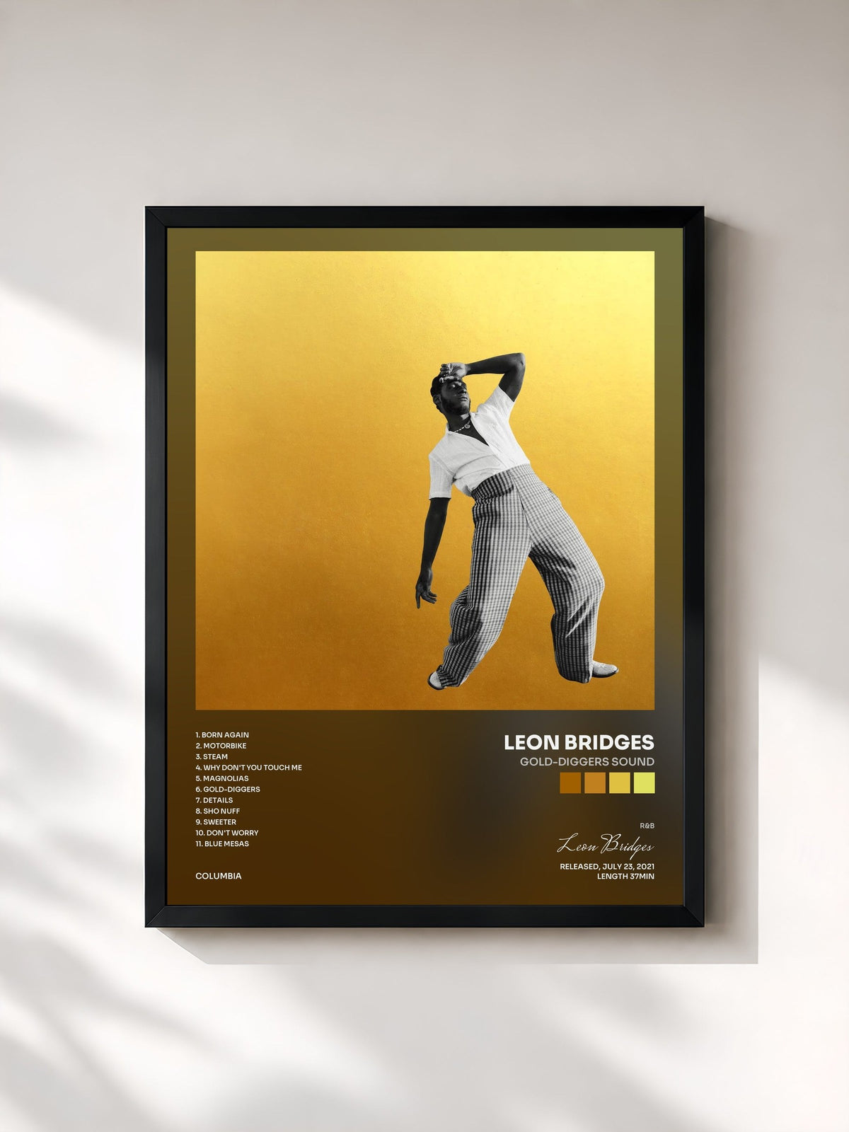 #noir Gold-Diggers Sound by Leon Bridges as a framed art print, black frame, printed and framed in France