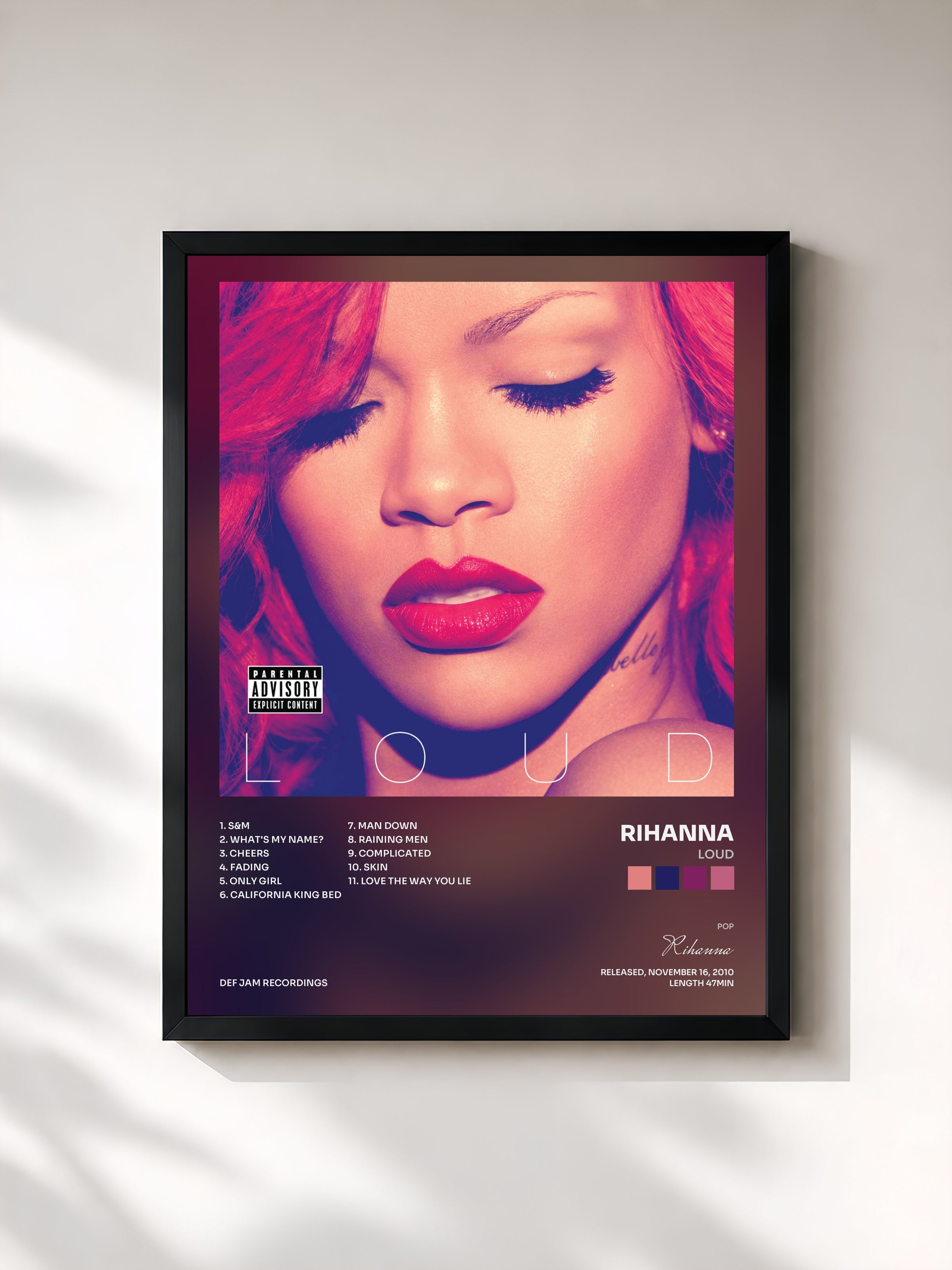 #noir Loud di Rihanna in stampa incorniciata, cornice nera, stampata e incorniciata in Francia