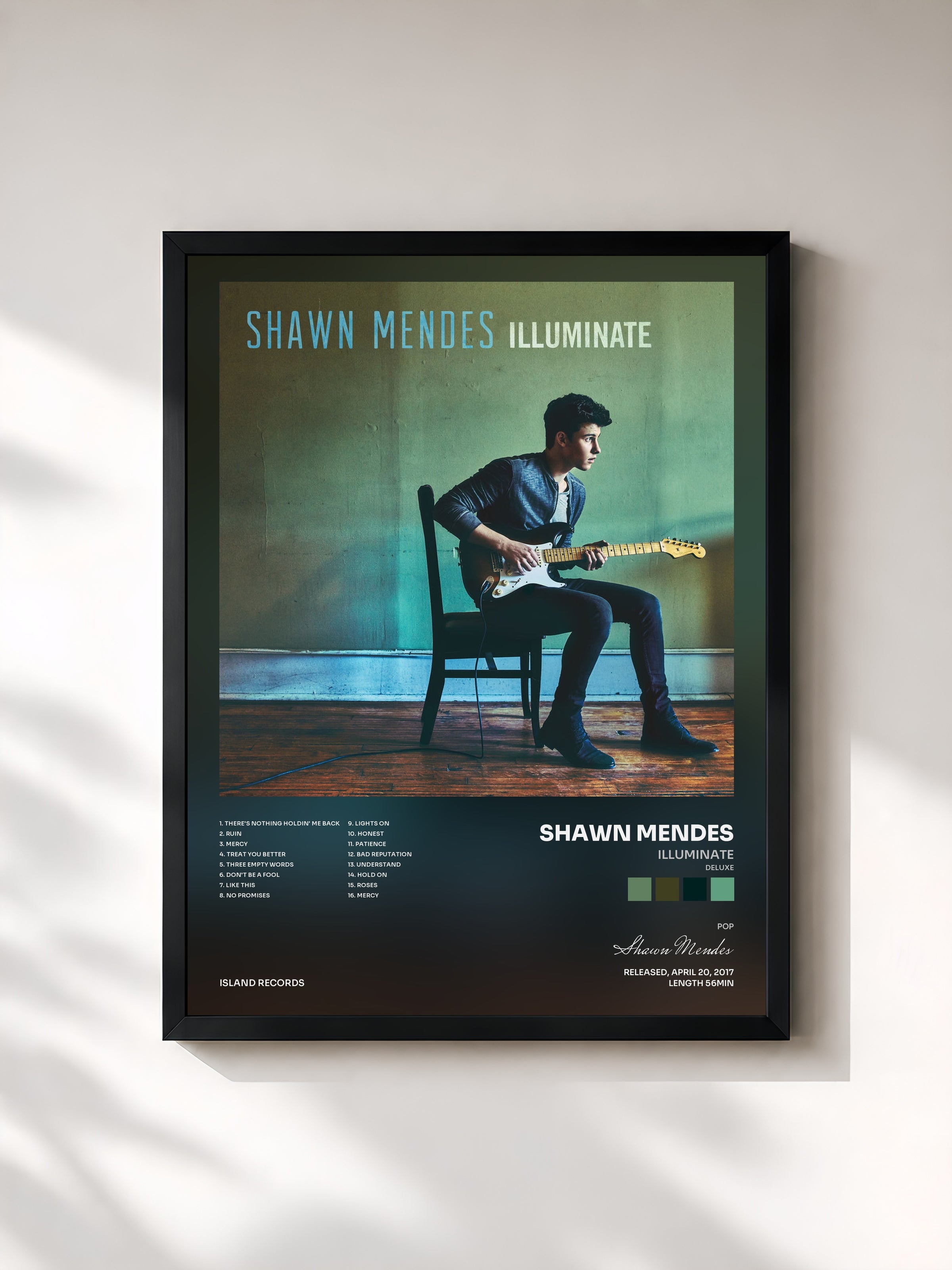 #noir Illuminate (Deluxe) by Shawn Mendes as a framed art print, black frame, printed and framed in France