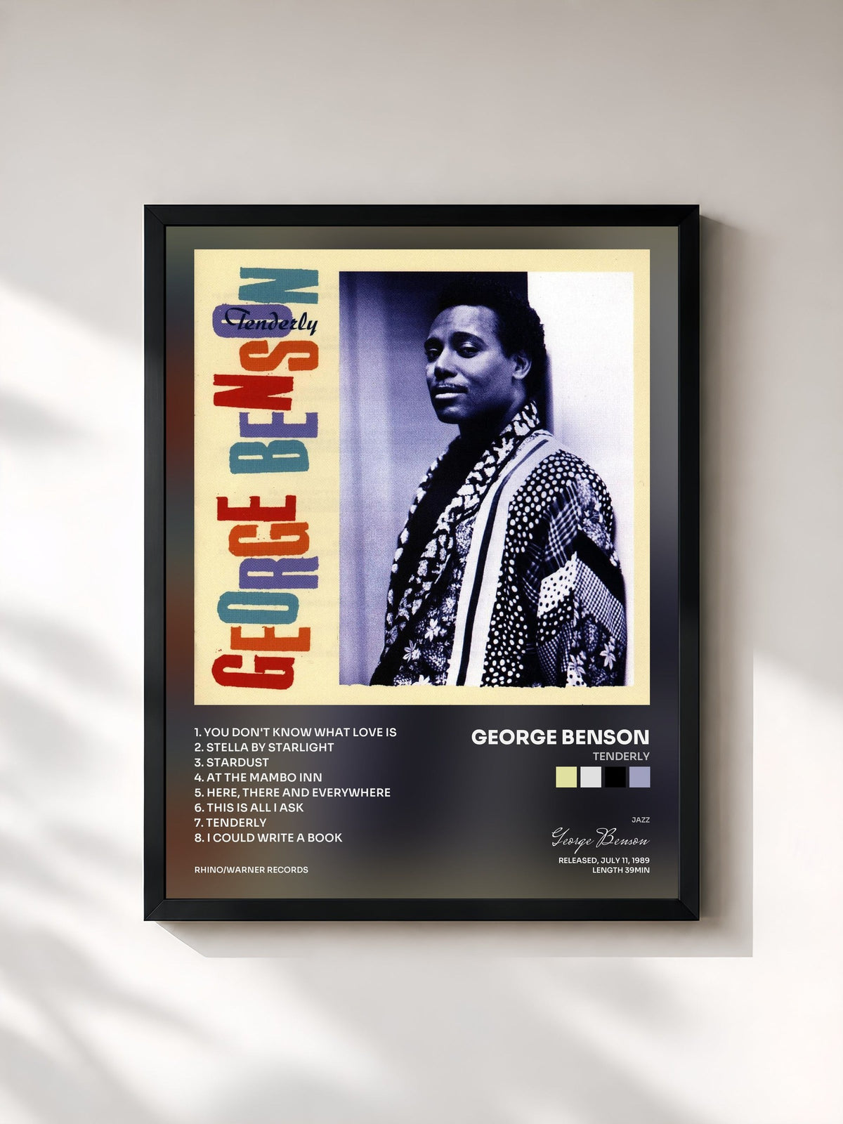 #noir Tenderly di George Benson in stampa incorniciata, cornice nera, stampata e incorniciata in Francia
