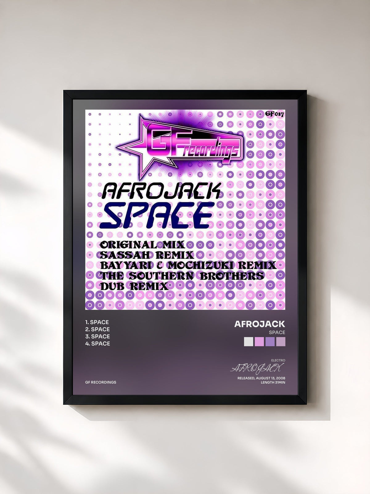 #noir Tableau de l'album Space de AFROJACK, cadre noir, imprimé et encadré en France