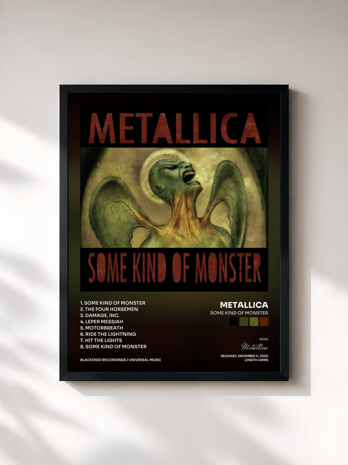 #noir Tableau de l'album Some Kind Of Monster de Metallica, cadre noir, imprimé et encadré en France