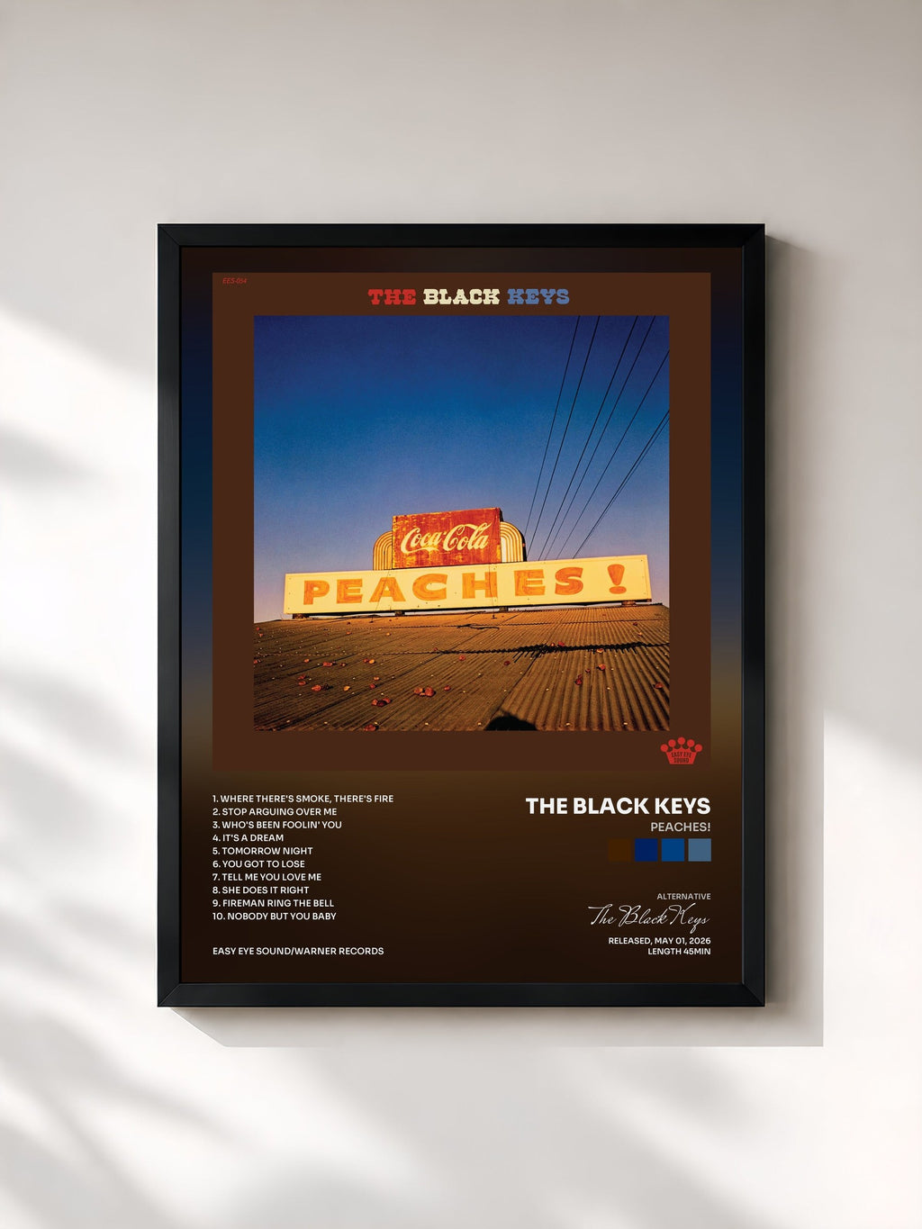 #noir Peaches! by The Black Keys as a framed art print, black frame, printed and framed in France
