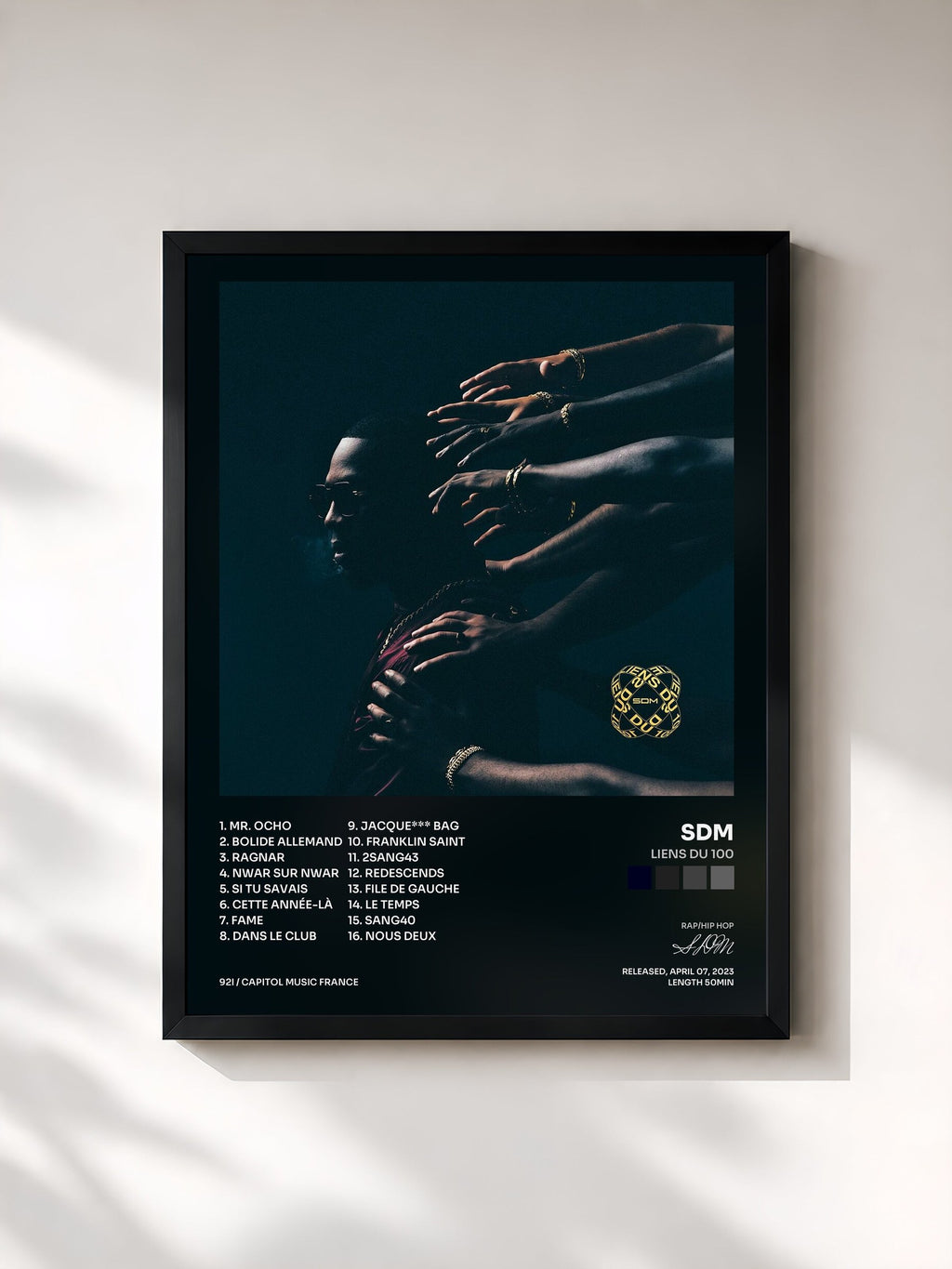 #noir Tableau de l'album Liens du 100 de SDM, cadre noir, imprimé et encadré en France