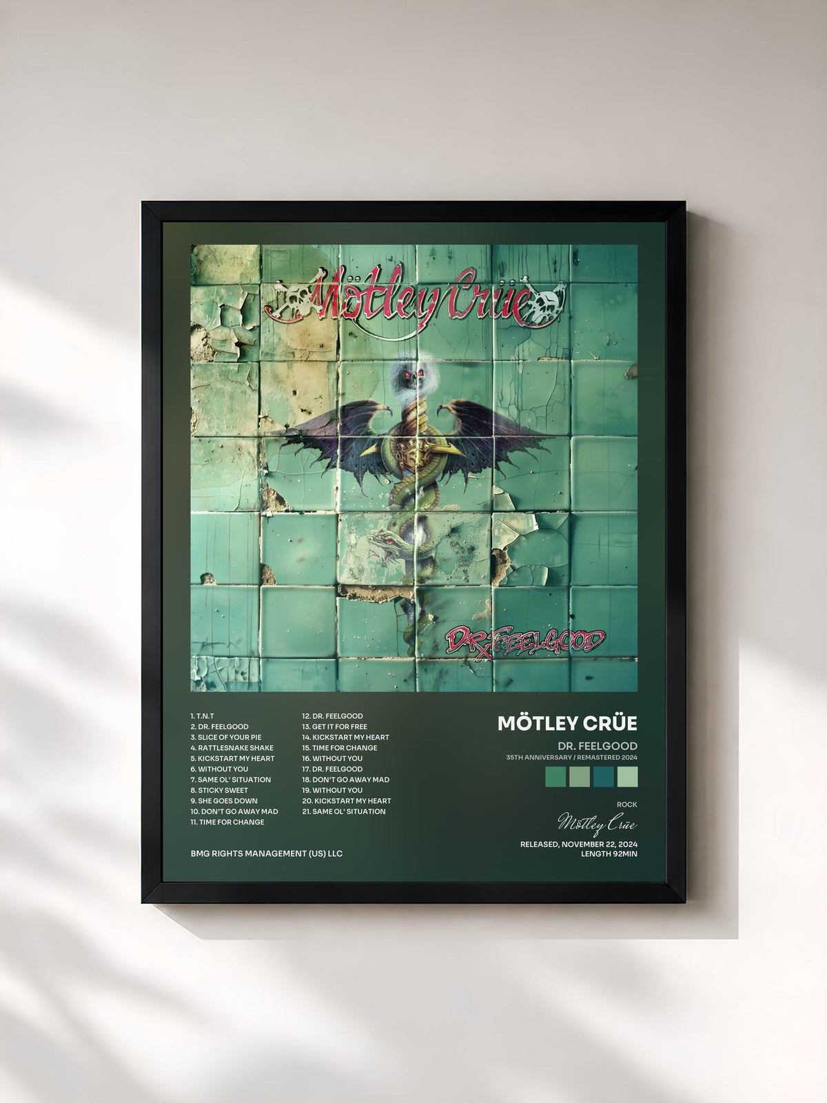 #noir Tableau de l'album Dr. Feelgood (35th Anniversary / Remastered 2024) de Mötley Crüe, cadre noir, imprimé et encadré en France