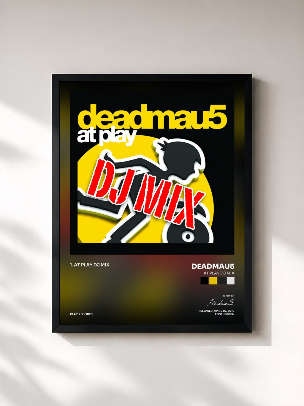 #noir Tableau de l'album At Play DJ Mix de Deadmau5, cadre noir, imprimé et encadré en France