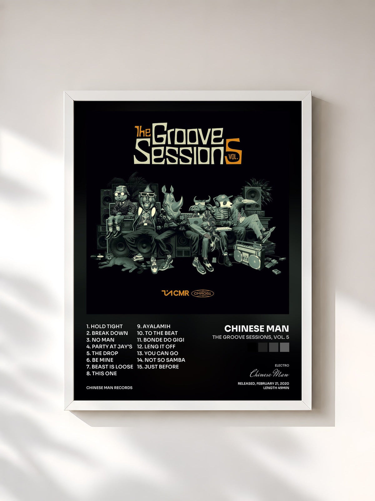 #blanc The Groove Sessions, Vol. 5 von Chinese Man als gerahmter Kunstdruck, weißer Rahmen, gedruckt und gerahmt in Frankreich