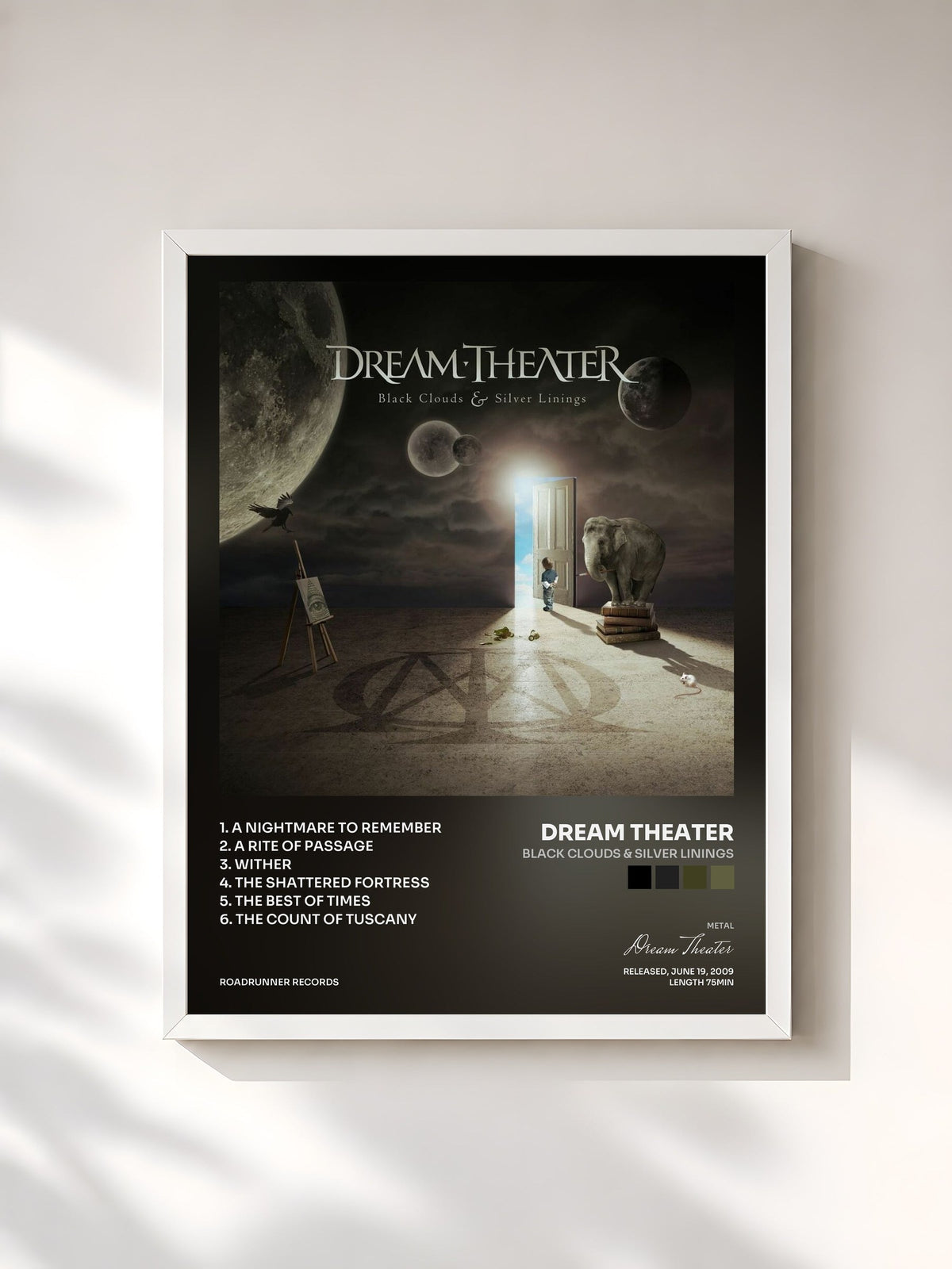 #blanc Black Clouds & Silver Linings di Dream Theater in stampa incorniciata, cornice bianca, stampata e incorniciata in Francia
