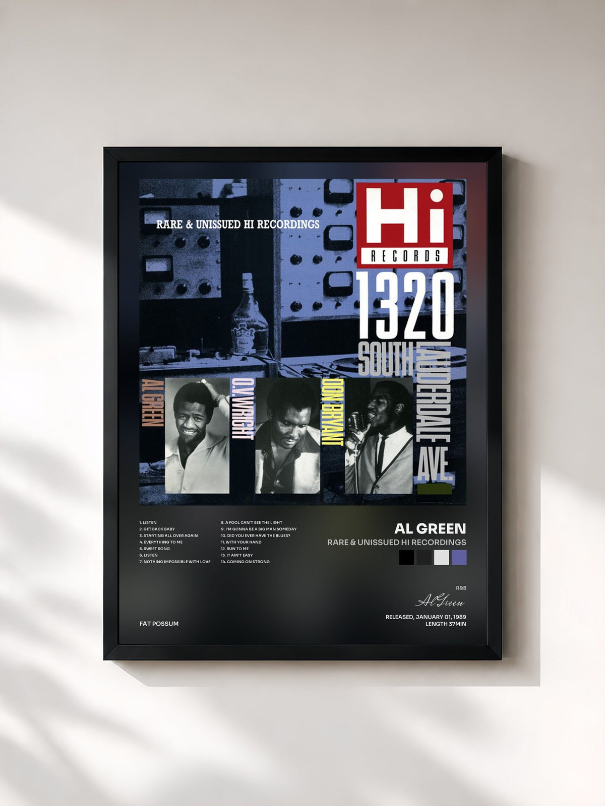 #noir Rare & Unissued Hi Recordings von Al Green als gerahmter Kunstdruck, schwarzer Rahmen, gedruckt und gerahmt in Frankreich