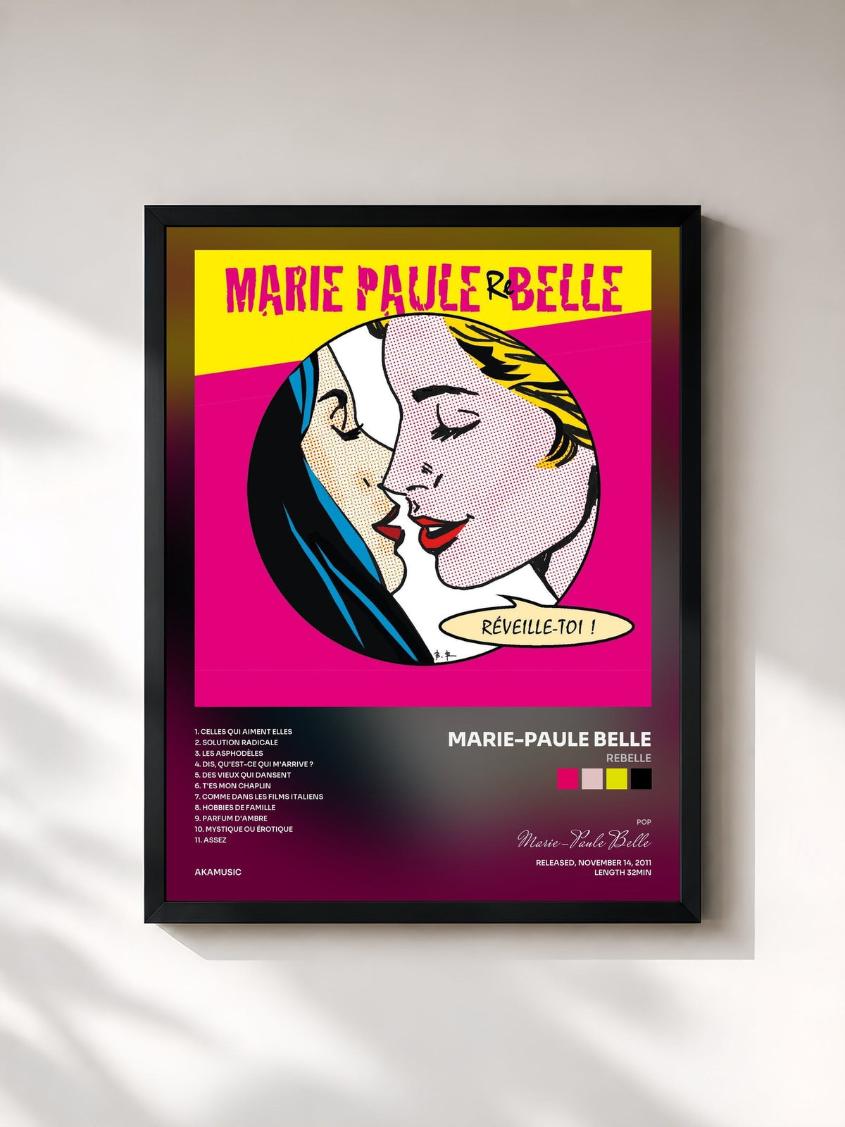 #noir Rebelle by Marie-Paule Belle as a framed art print, black frame, printed and framed in France