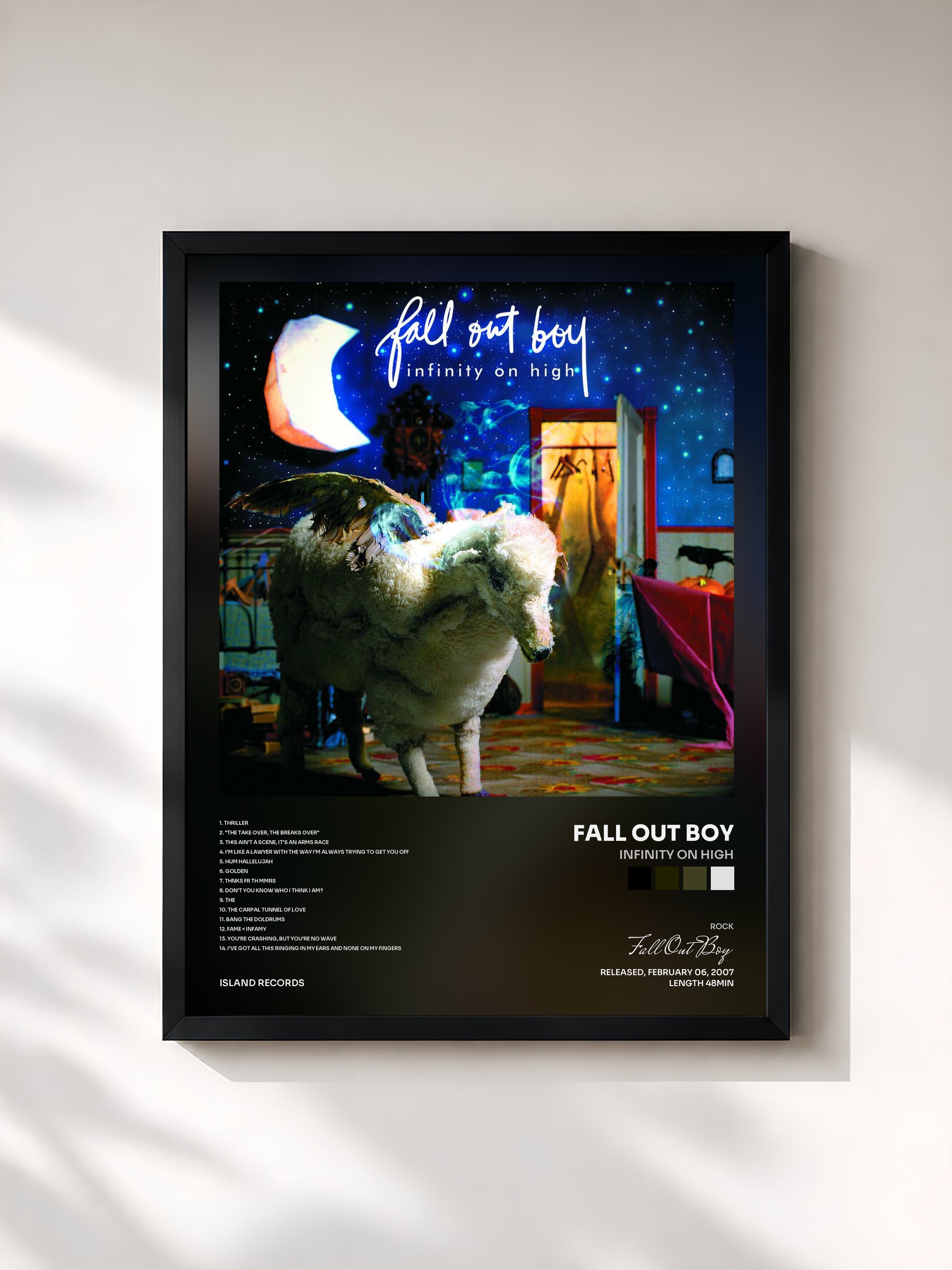 #noir Infinity On High by Fall Out Boy as a framed art print, black frame, printed and framed in France