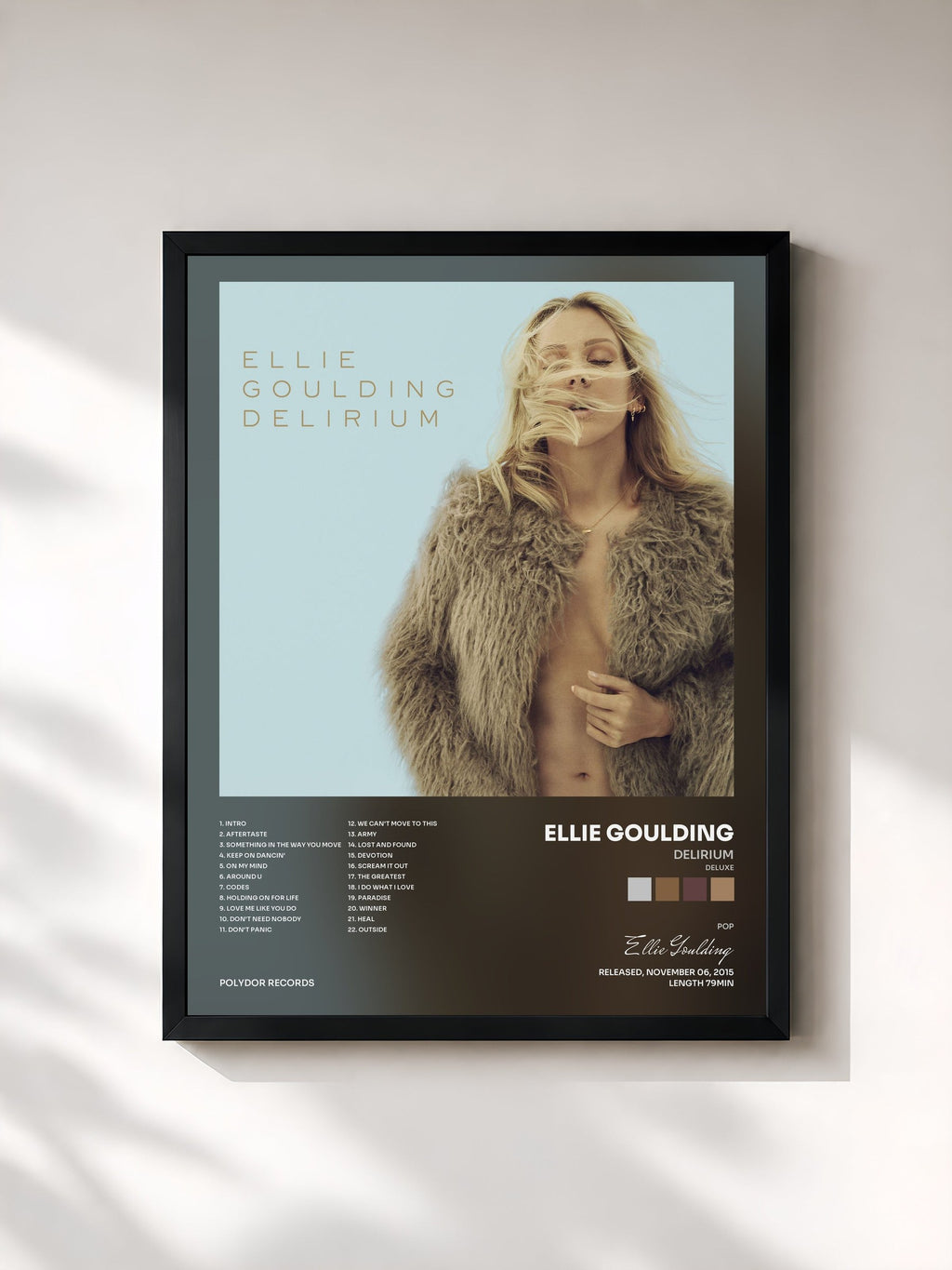 #noir Tableau de l'album Delirium (Deluxe) de Ellie Goulding, cadre noir, imprimé et encadré en France
