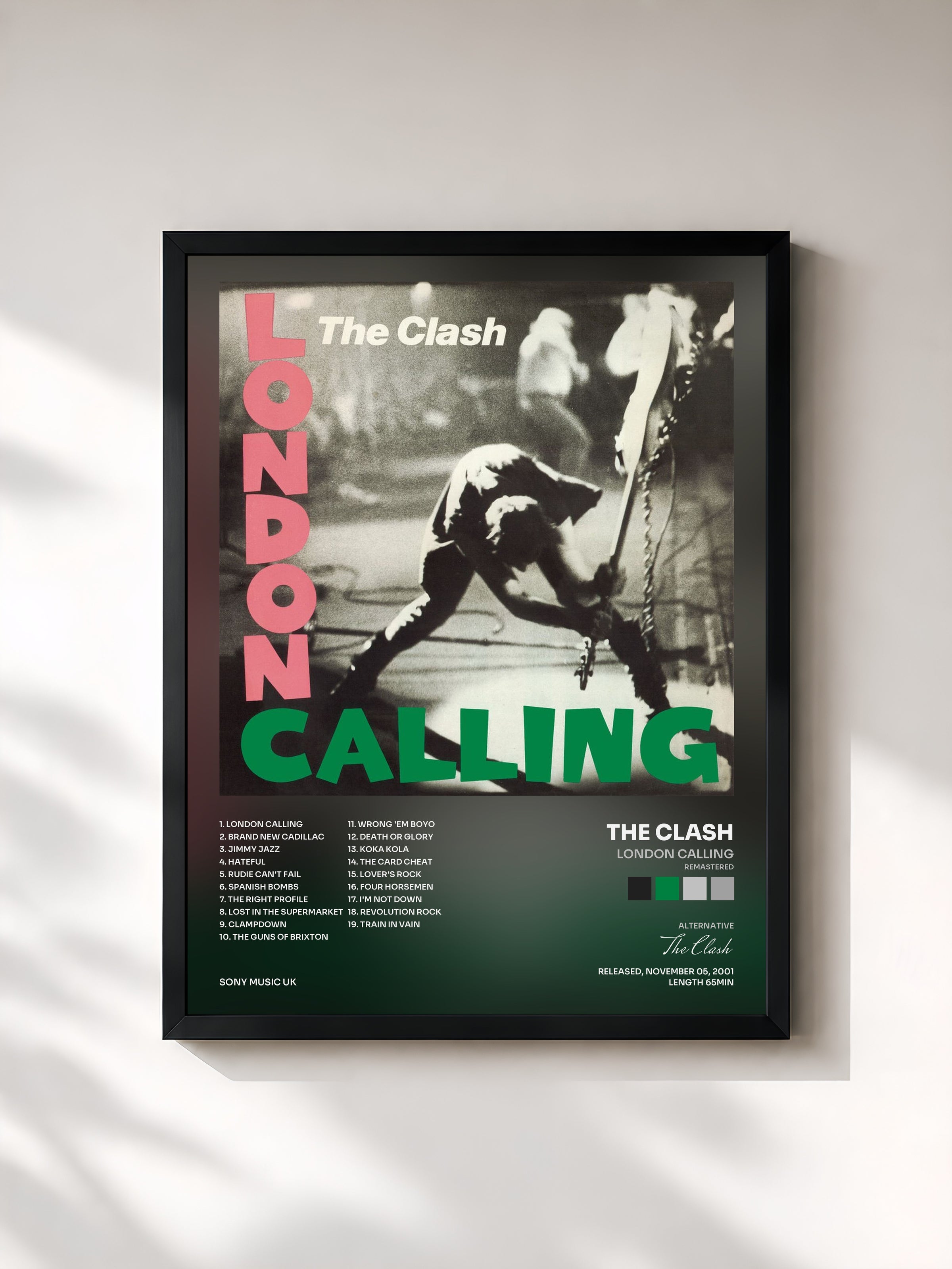#noir Tableau de l'album London Calling (Remastered) de The Clash, cadre noir, imprimé et encadré en France
