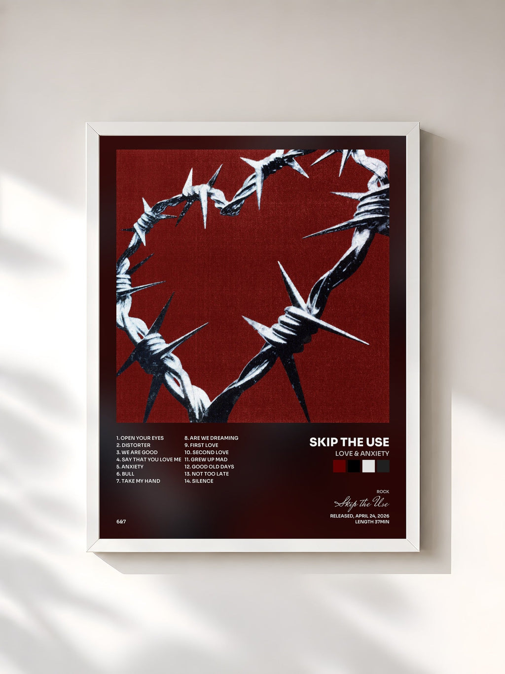 #blanc LOVE & ANXIETY by Skip the Use as a framed art print, white frame, printed and framed in France