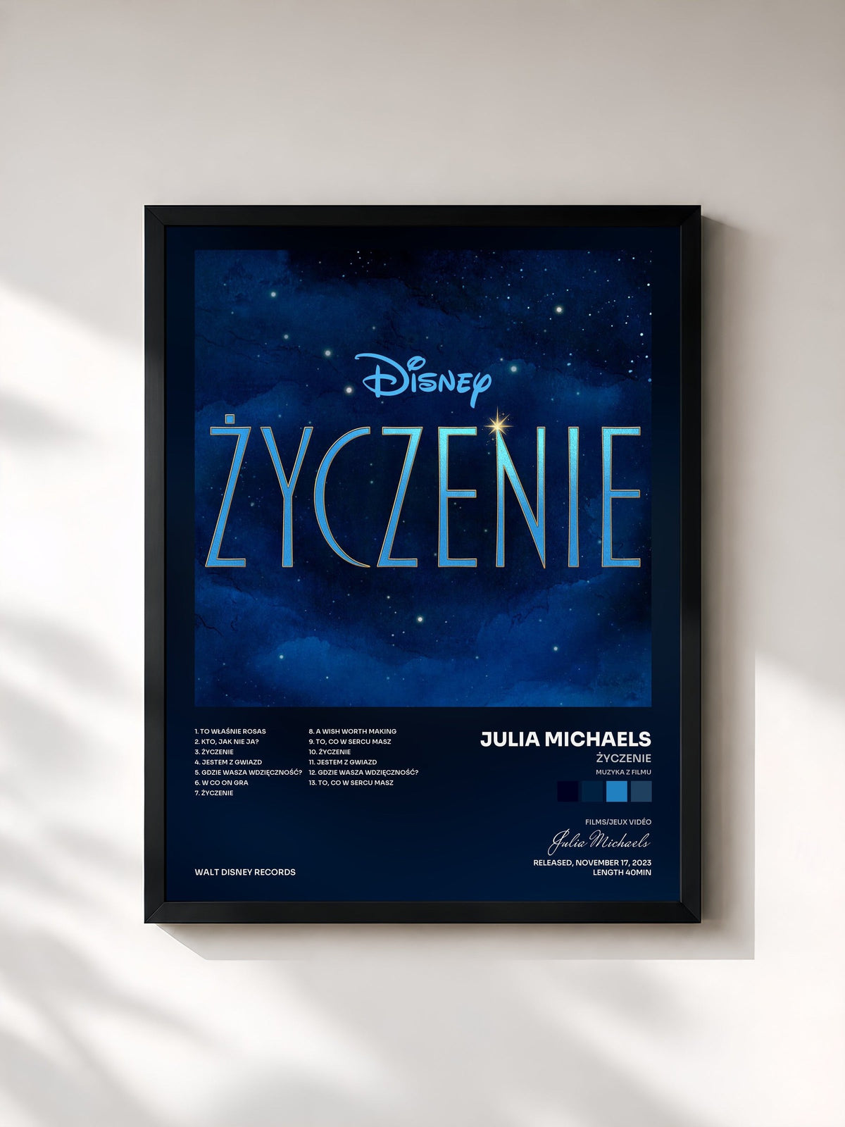 #noir Życzenie (Muzyka z filmu) di Julia Michaels in stampa incorniciata, cornice nera, stampata e incorniciata in Francia