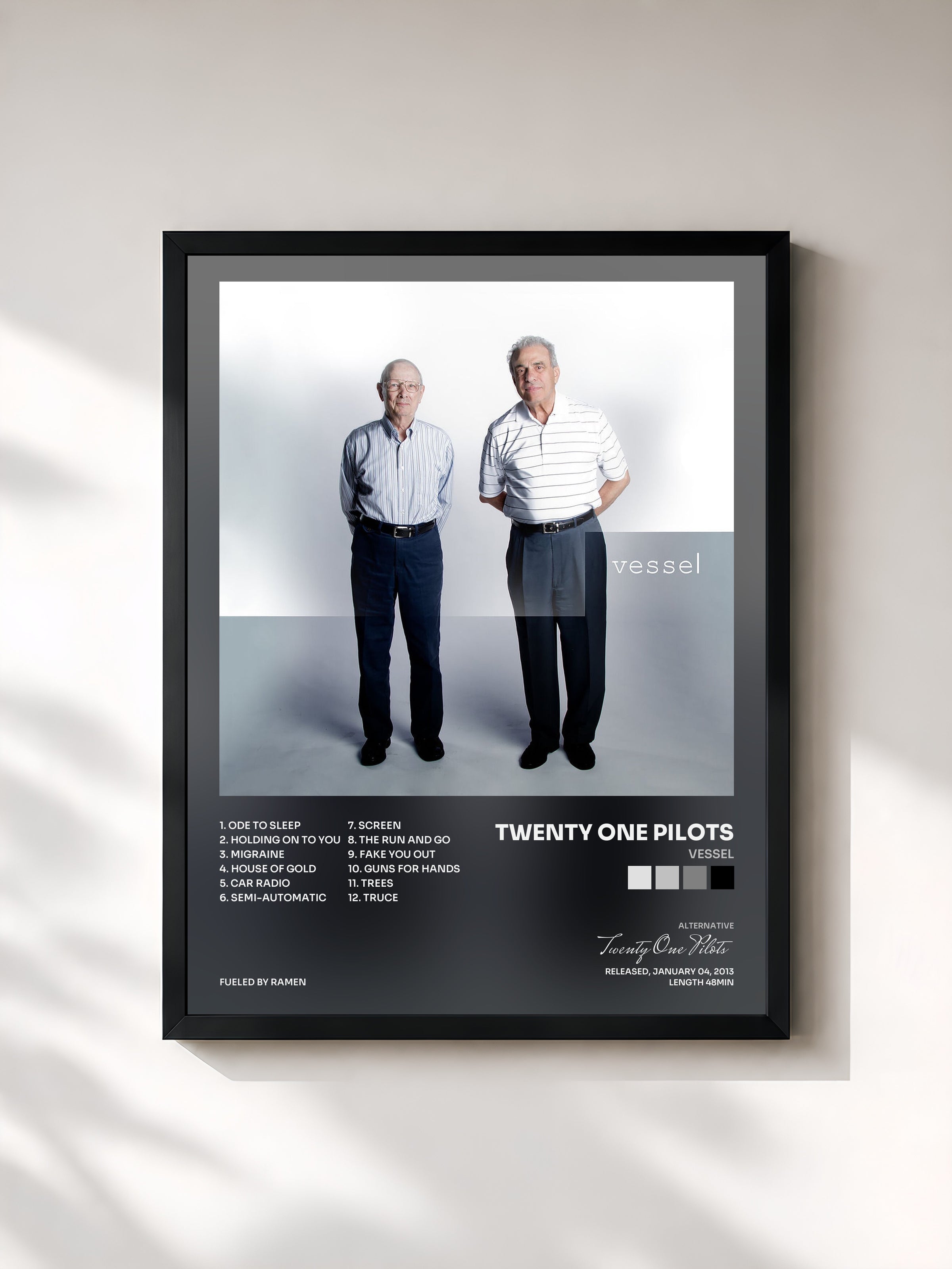 #noir Tableau de l'album Vessel de Twenty One Pilots, cadre noir, imprimé et encadré en France
