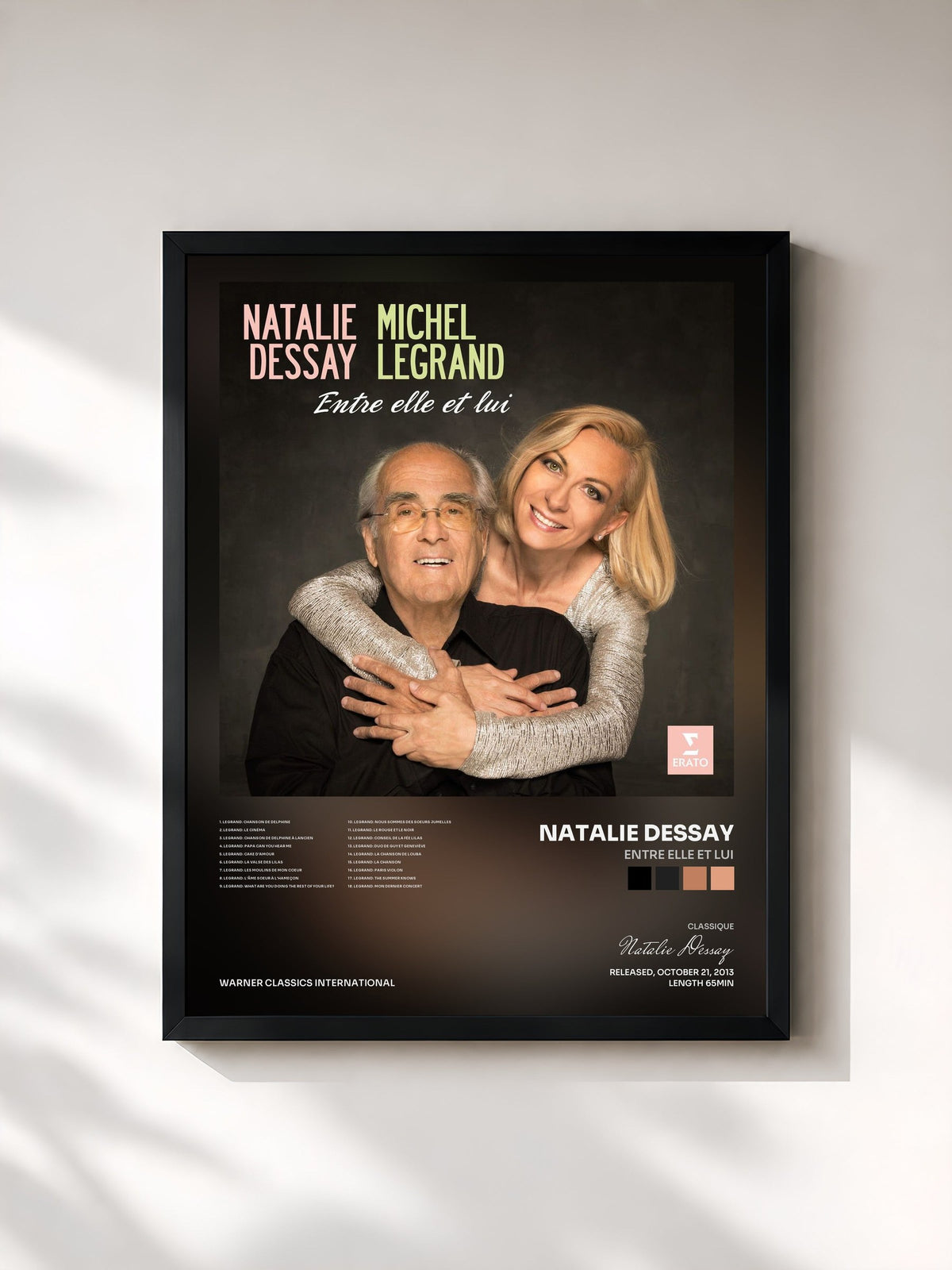 #noir Tableau de l'album Entre elle et lui de Natalie Dessay, cadre noir, imprimé et encadré en France
