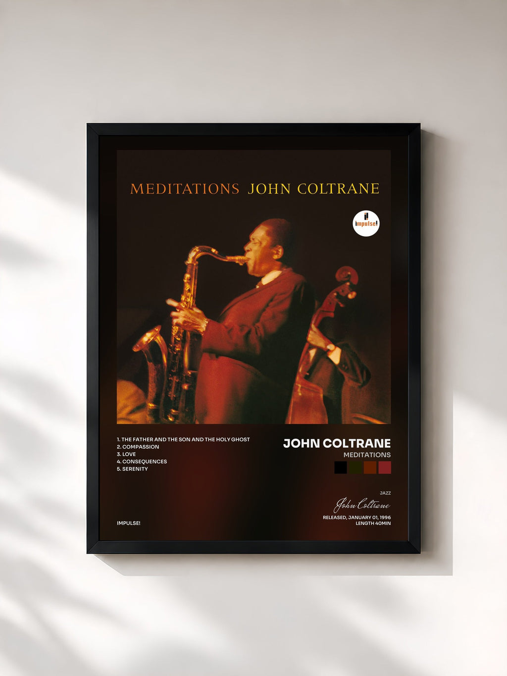#noir Meditations di John Coltrane in stampa incorniciata, cornice nera, stampata e incorniciata in Francia